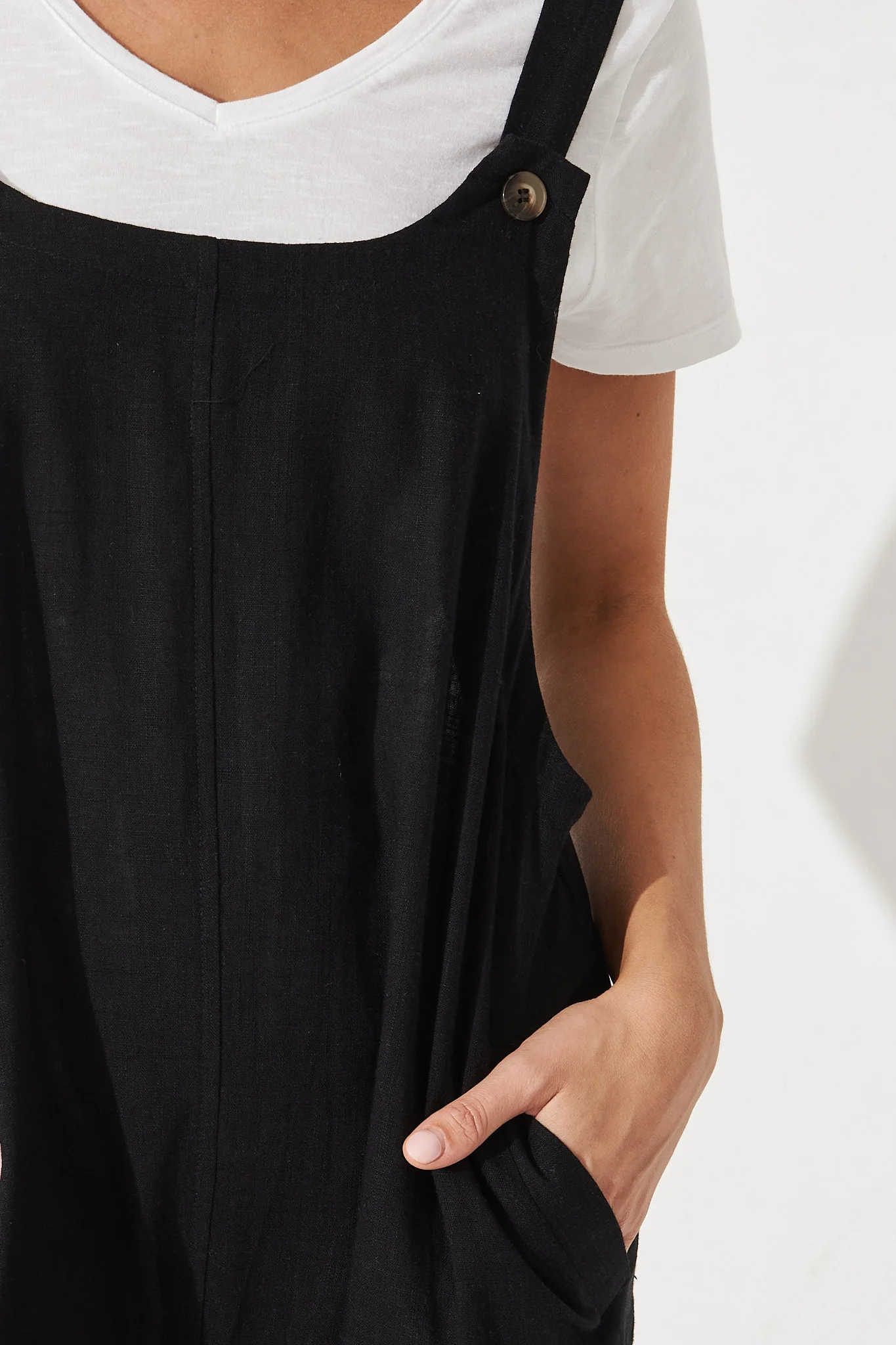 Freida Linen Jumpsuit In Black - Image 5