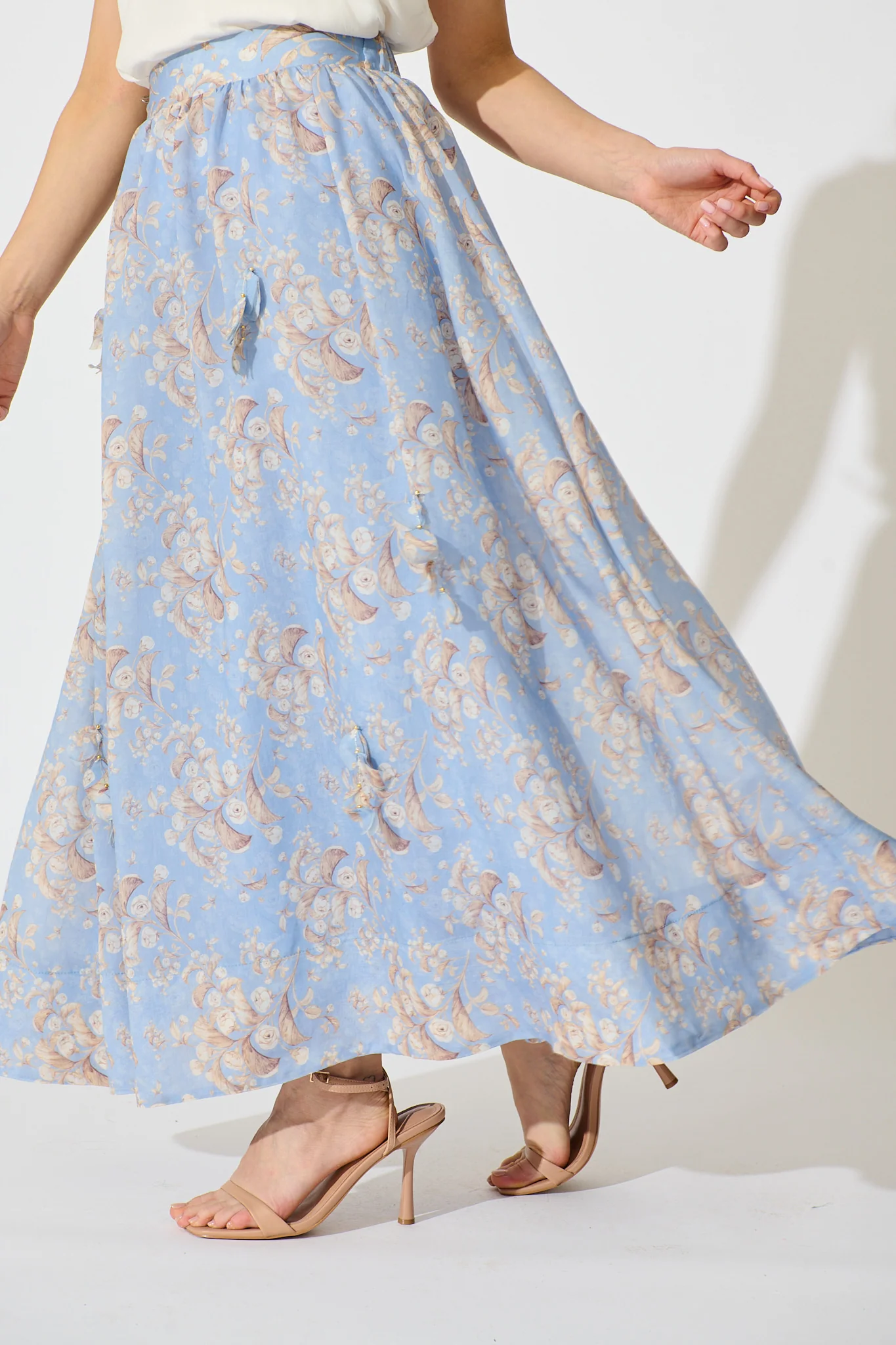 Gardenlight Maxi Skirt in Blue Floral - Image 4