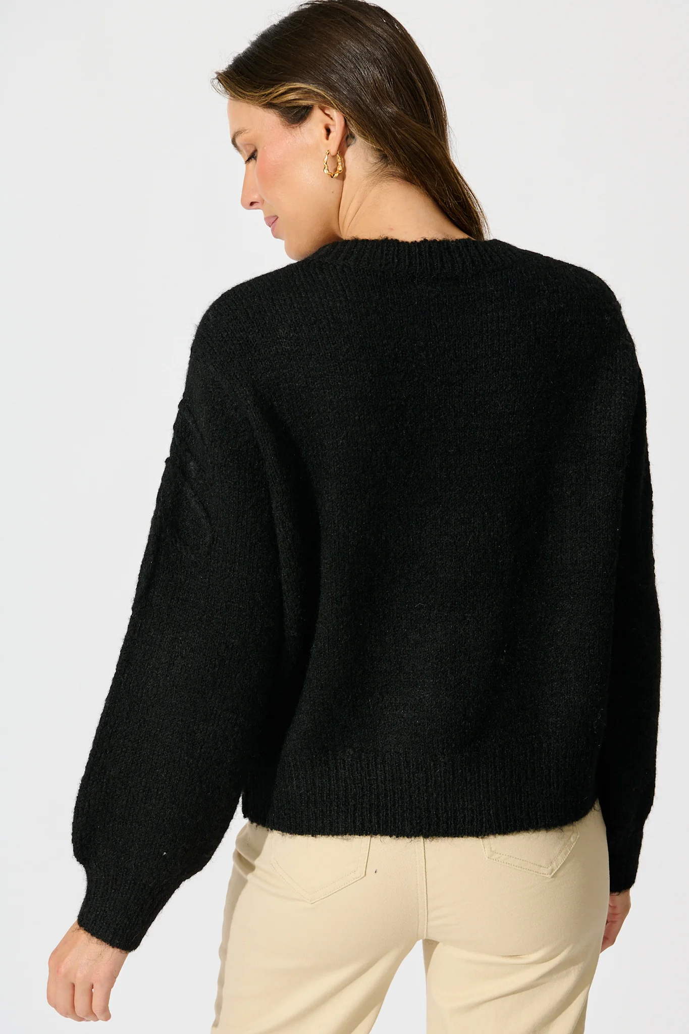 Gemma Knit in Black with Gold Sequin Wool Blend - Image 3