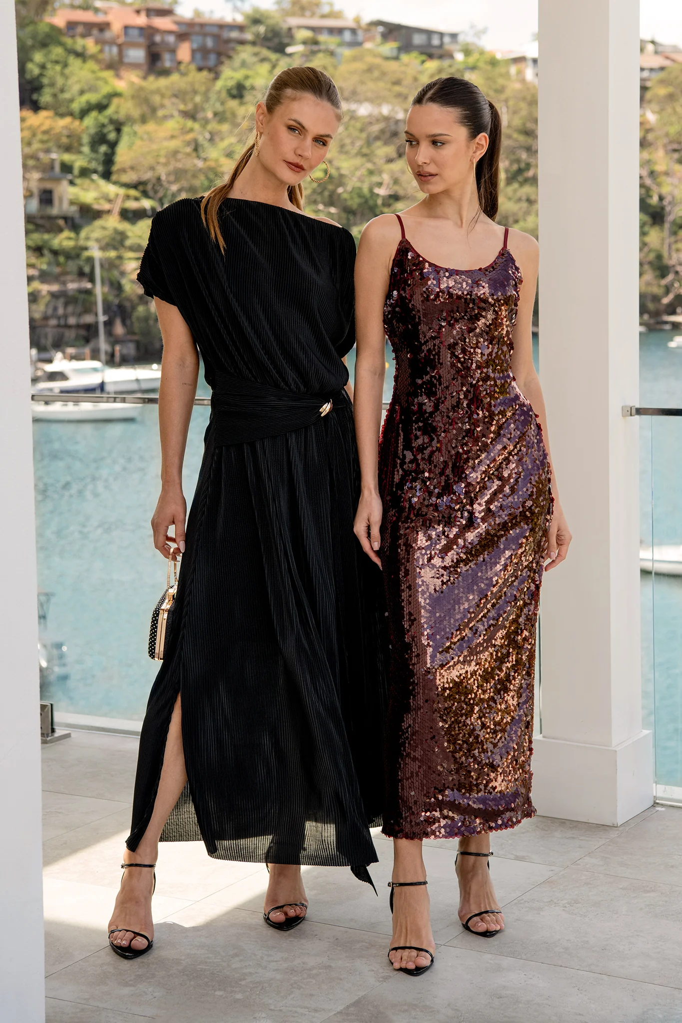 Out Till Dawn Midi Dress in Wine Sequin - Image 9