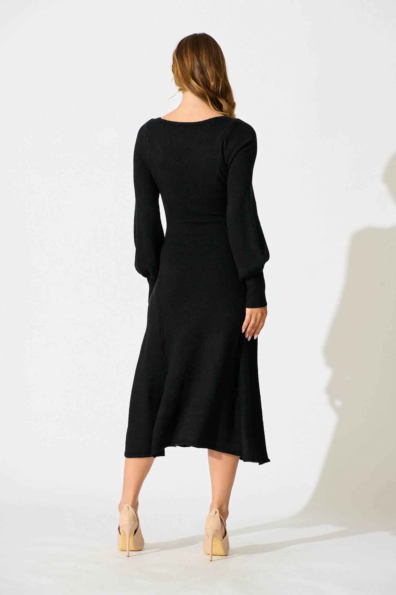 Gertie Midi Knit Dress In Black - Image 4