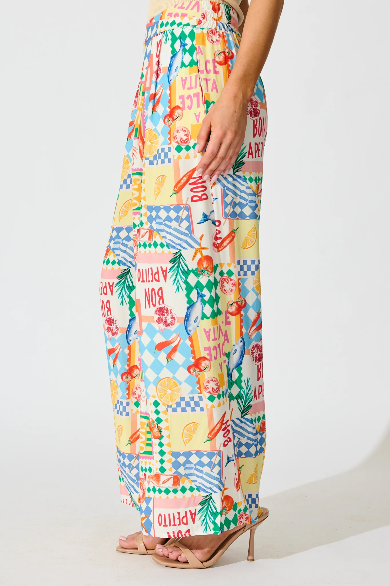 Gilligan Pant in White Multi Conversational Print - Image 4