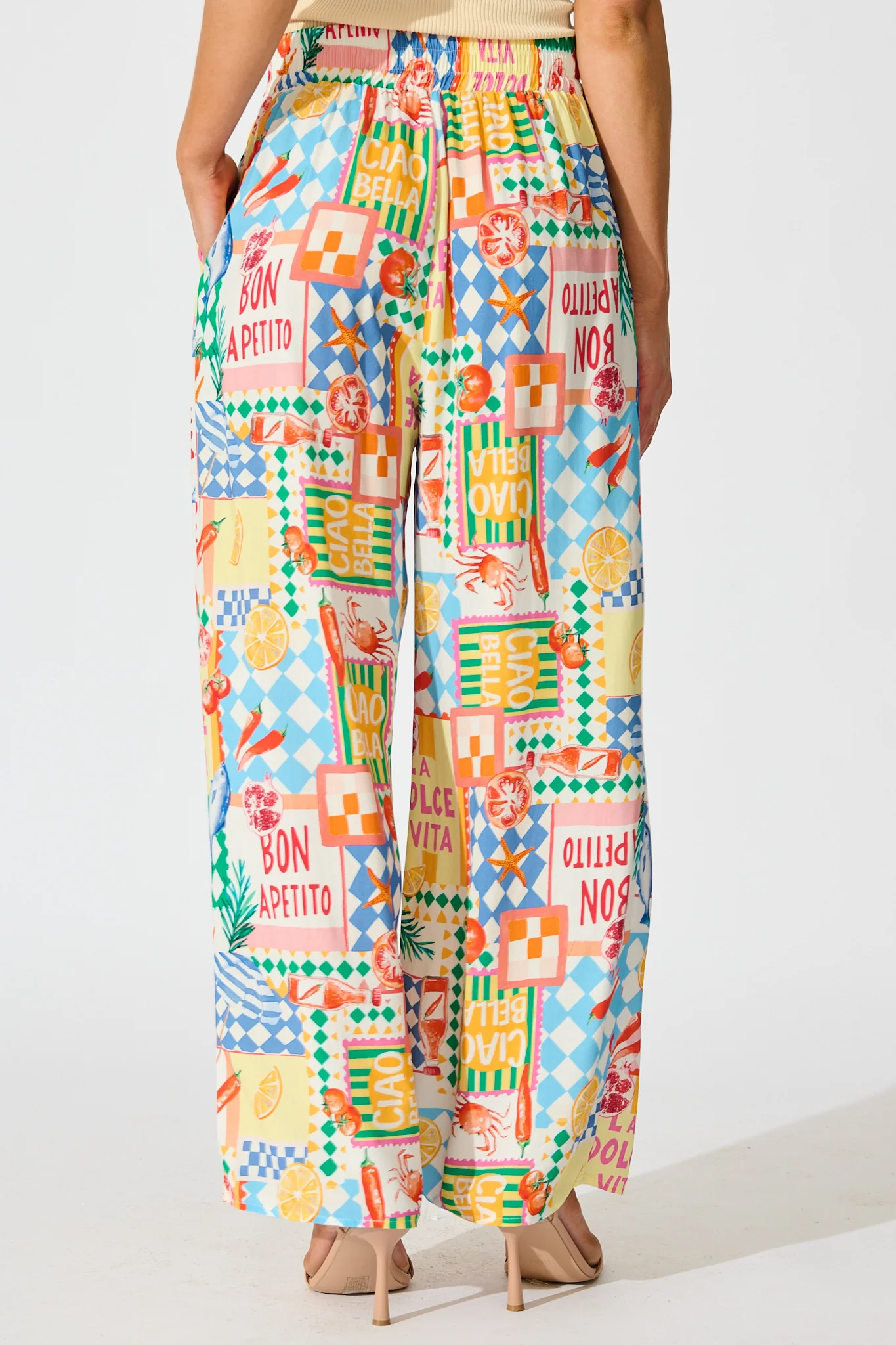 Gilligan Pant in White Multi Conversational Print - Image 5