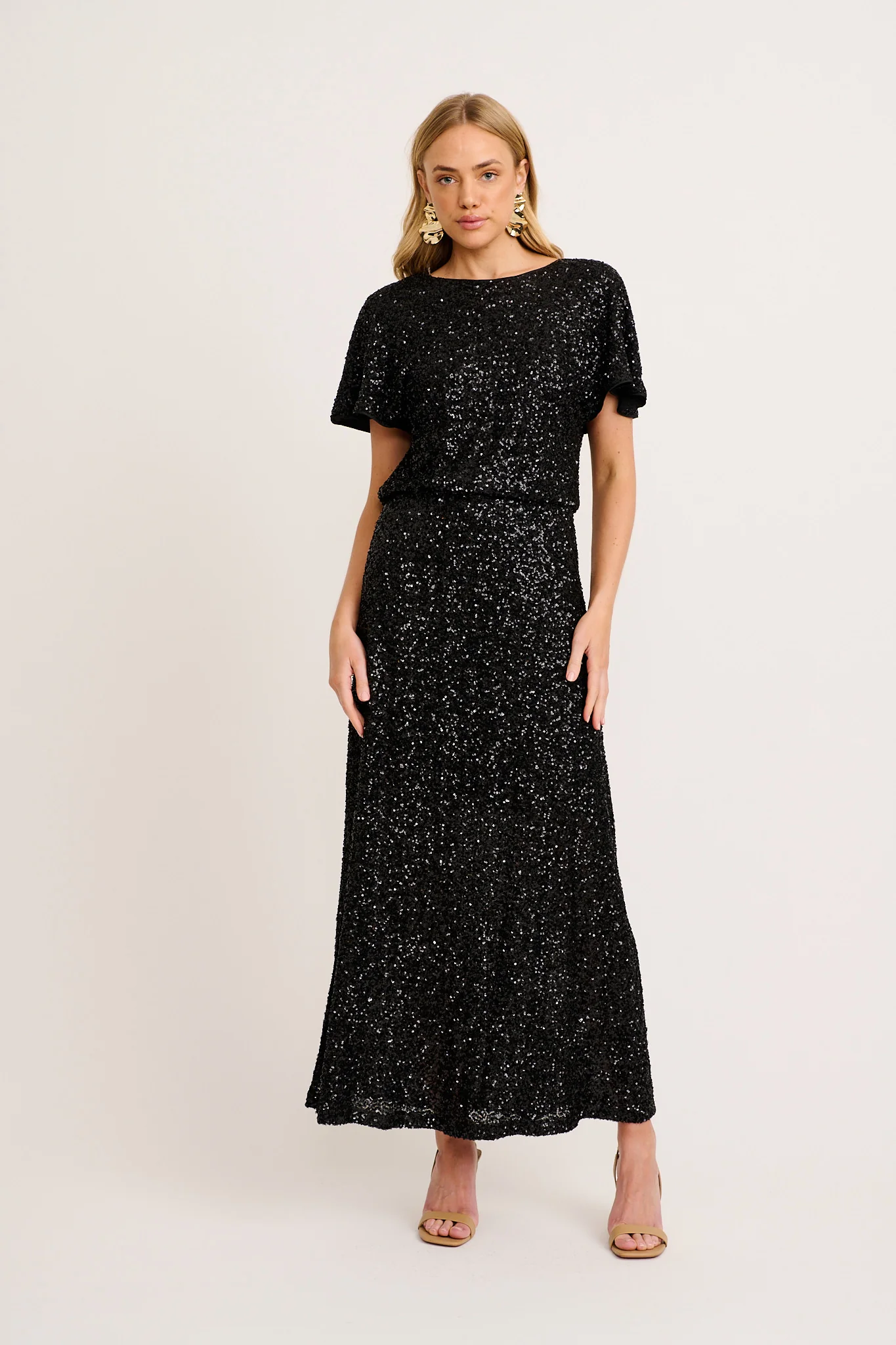 Glistening Hour Reversible Maxi Dress in Black Sequin - Image 4