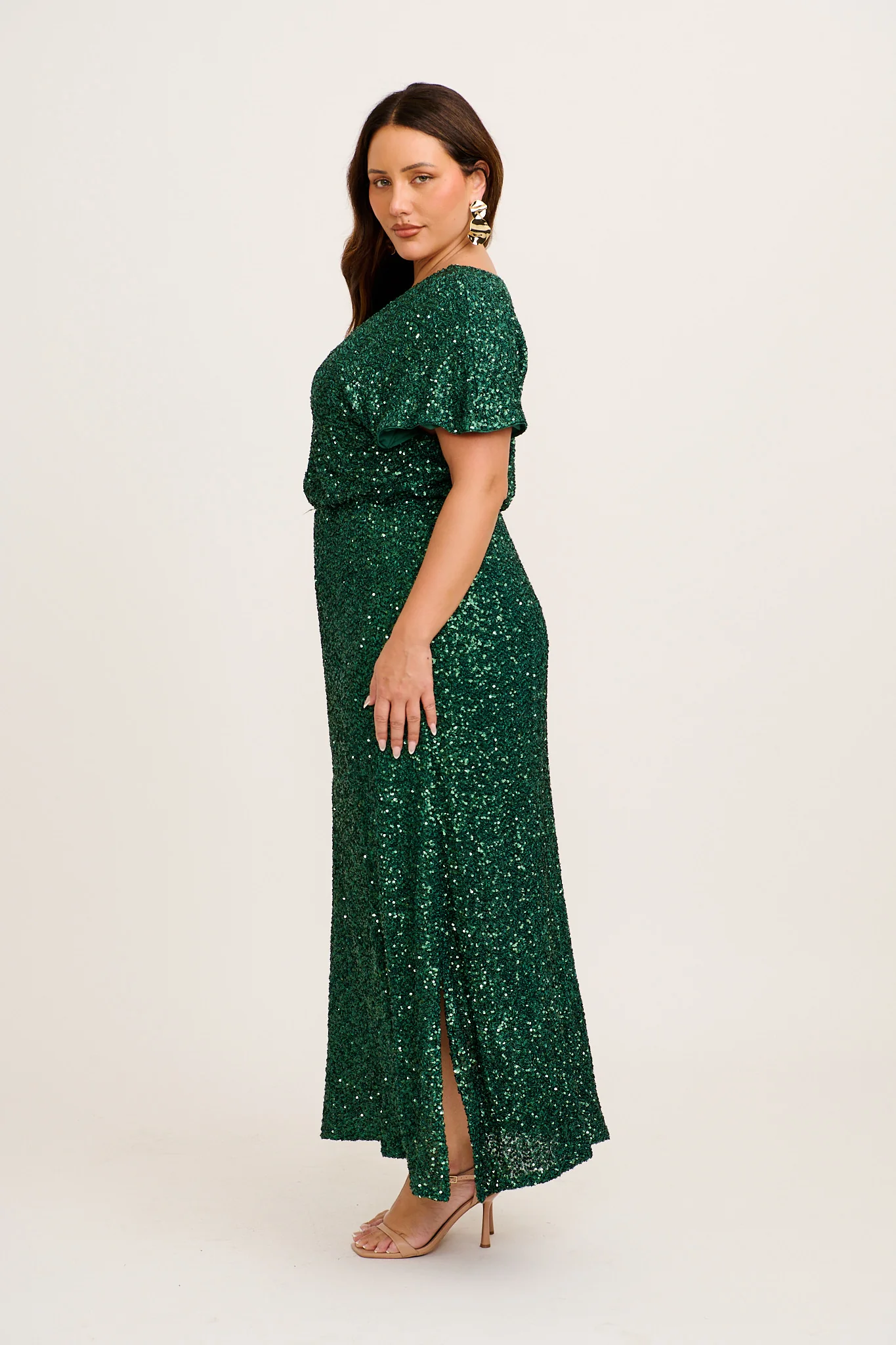 Glistening Hour Reversible Maxi Dress in Emerald Sequin - Image 9