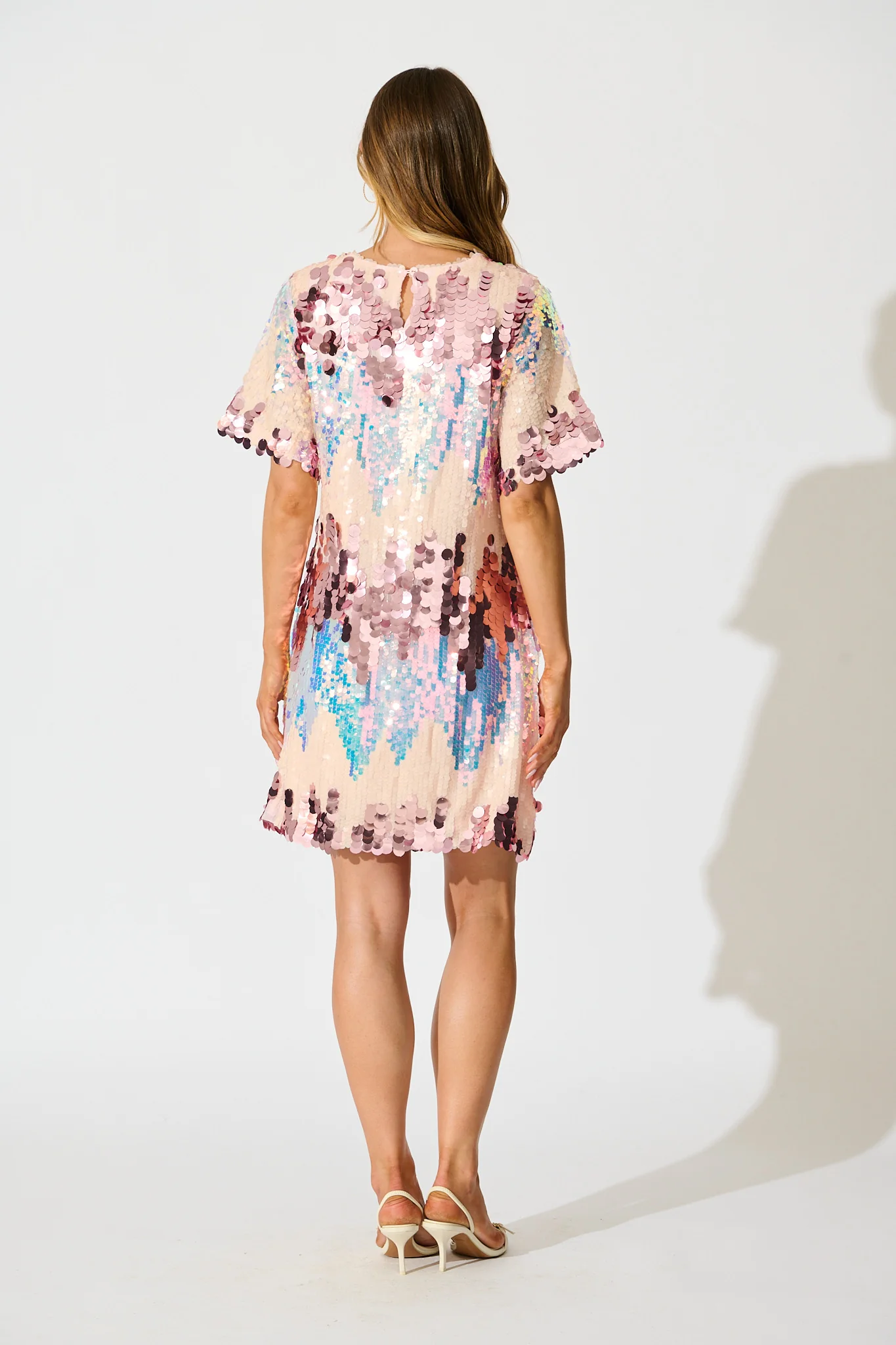 Glitter Siren Dress in Pink Multi Sequin - Image 7