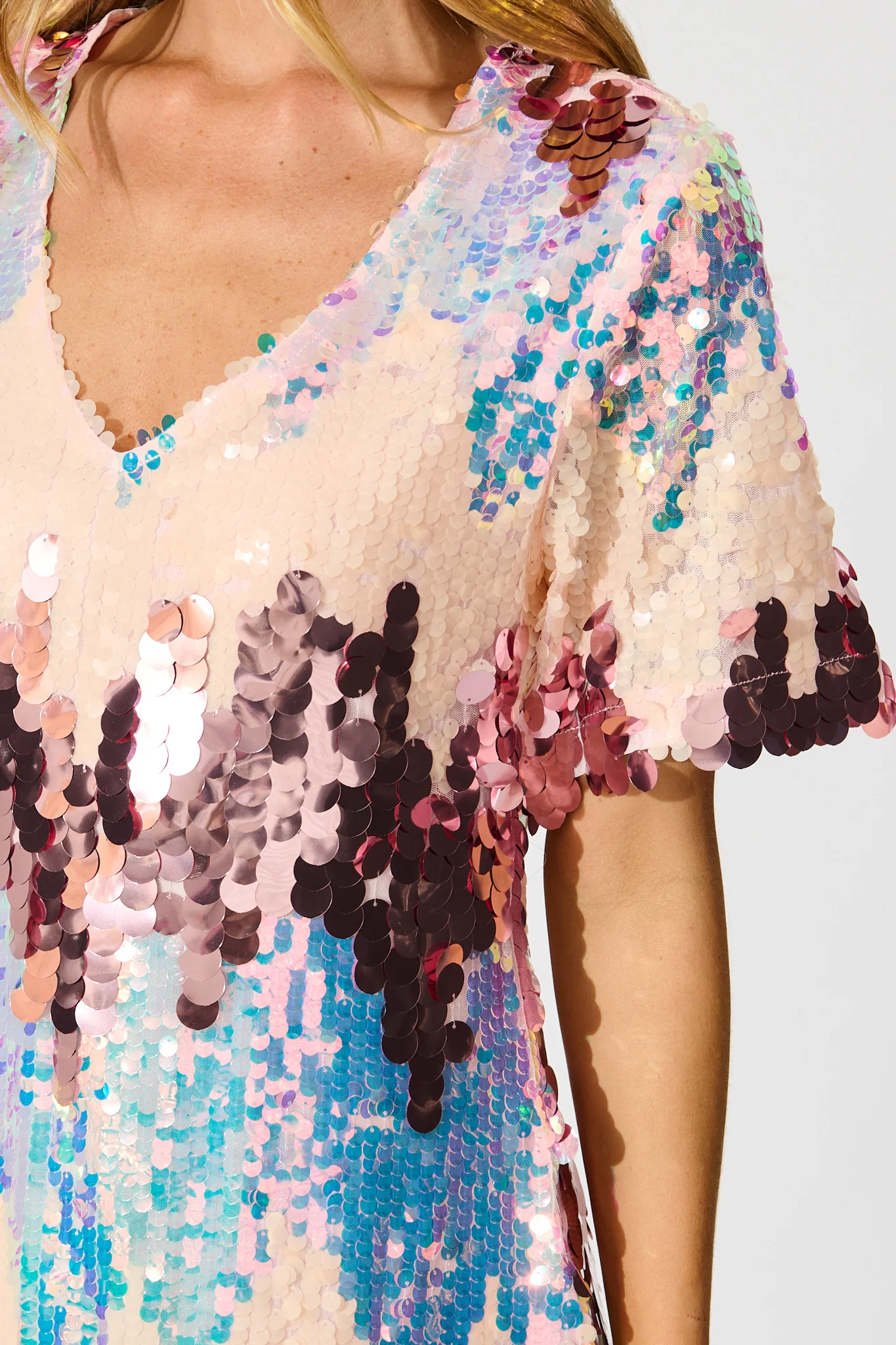 Glitter Siren Dress in Pink Multi Sequin - Image 8