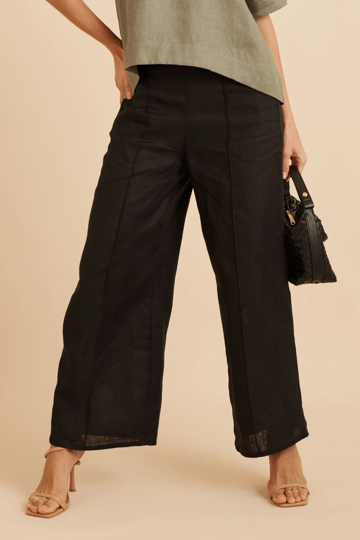 Halara Pant in Black Linen