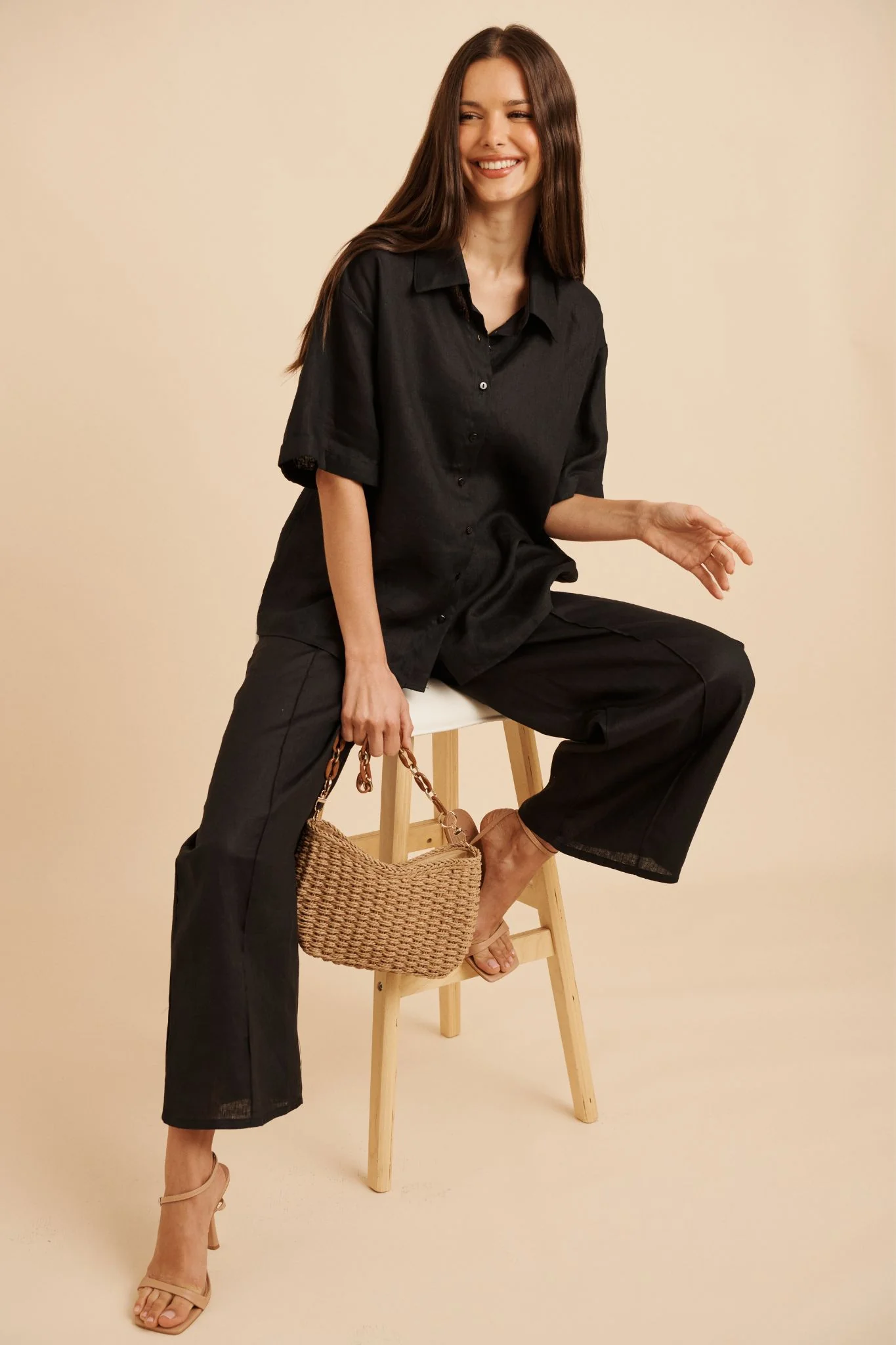 Halara Pant in Black Linen - Image 2