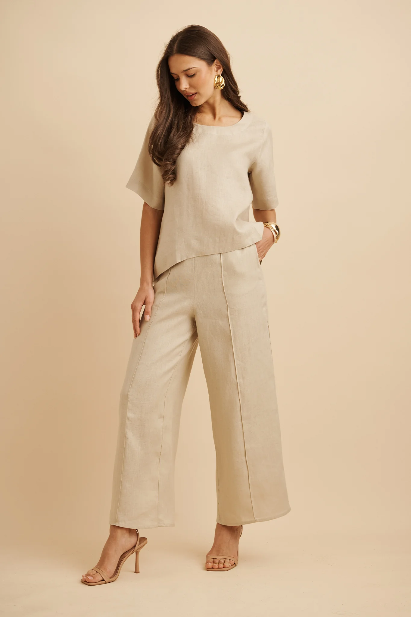Halara Pant in Stone Linen - Image 4