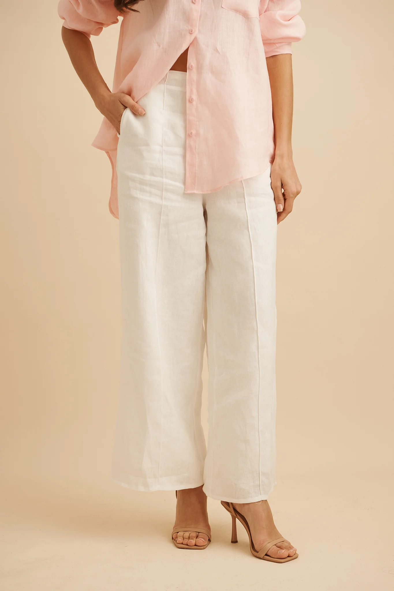 Halara Pant in White Linen - Image 3