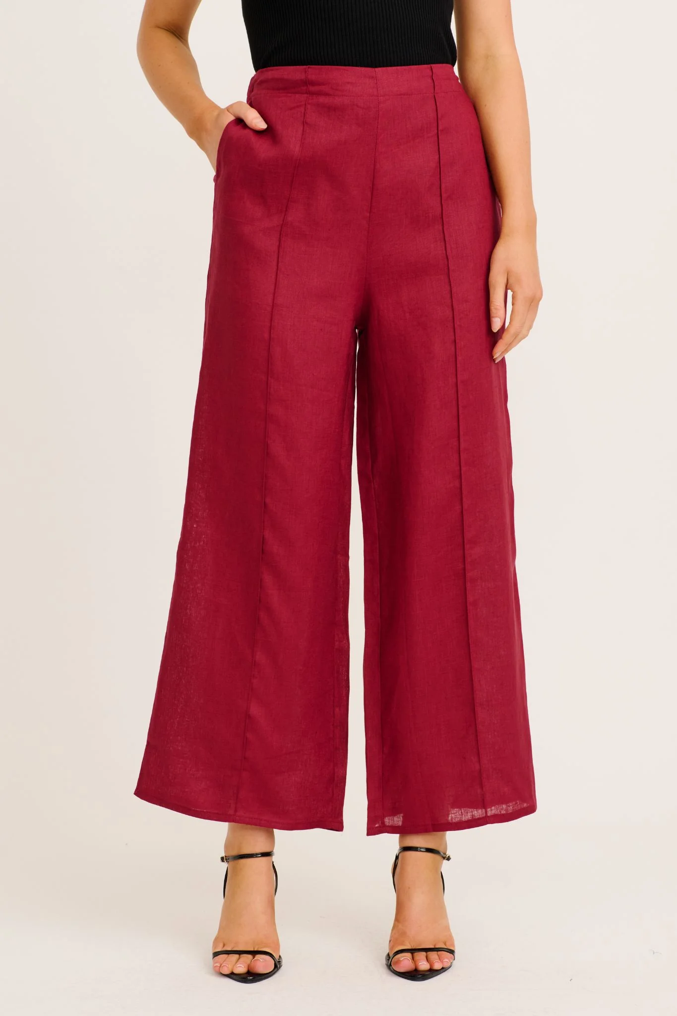 Halara Pant in Wine Linen