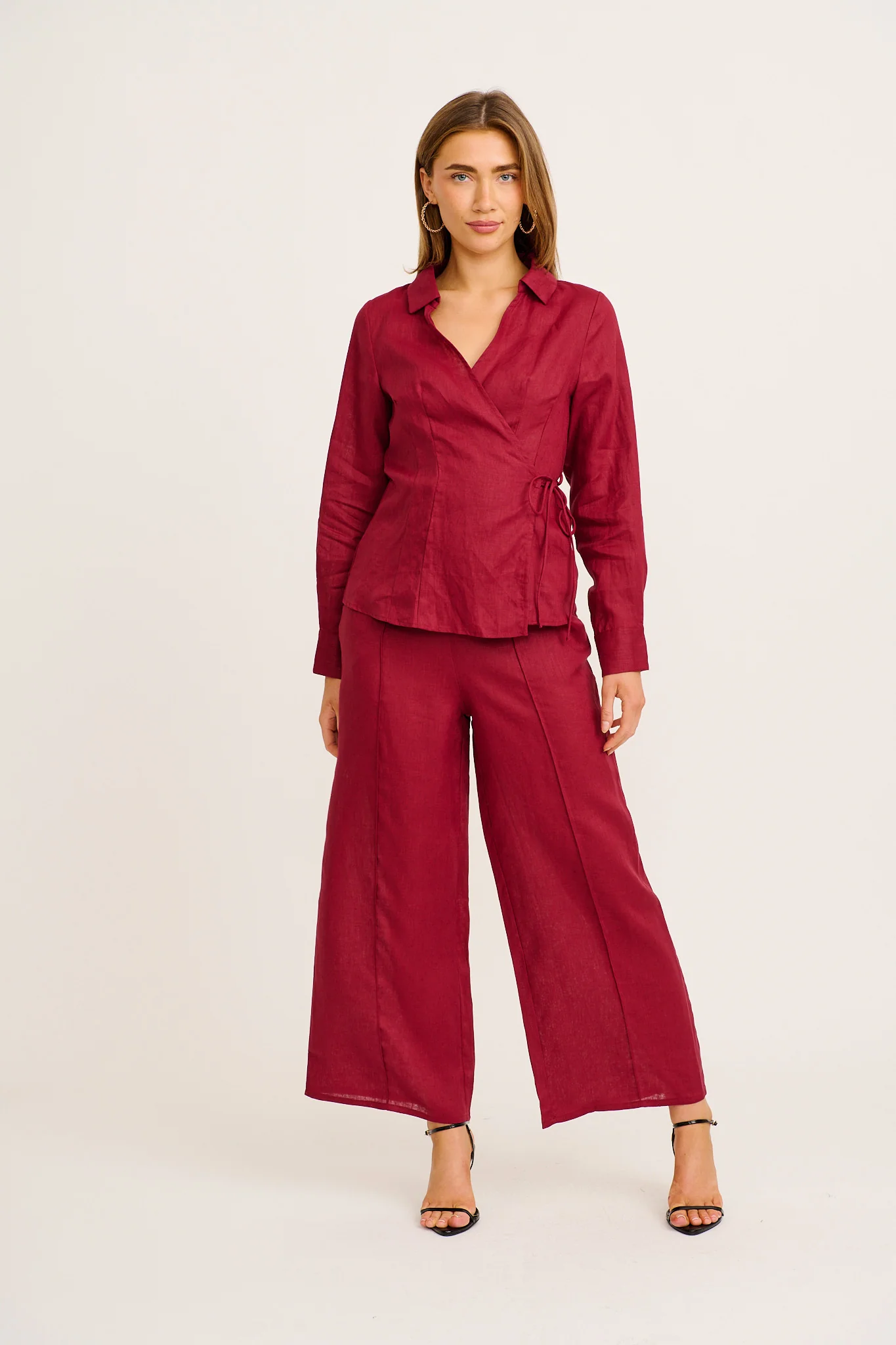 Halara Pant in Wine Linen - Image 5