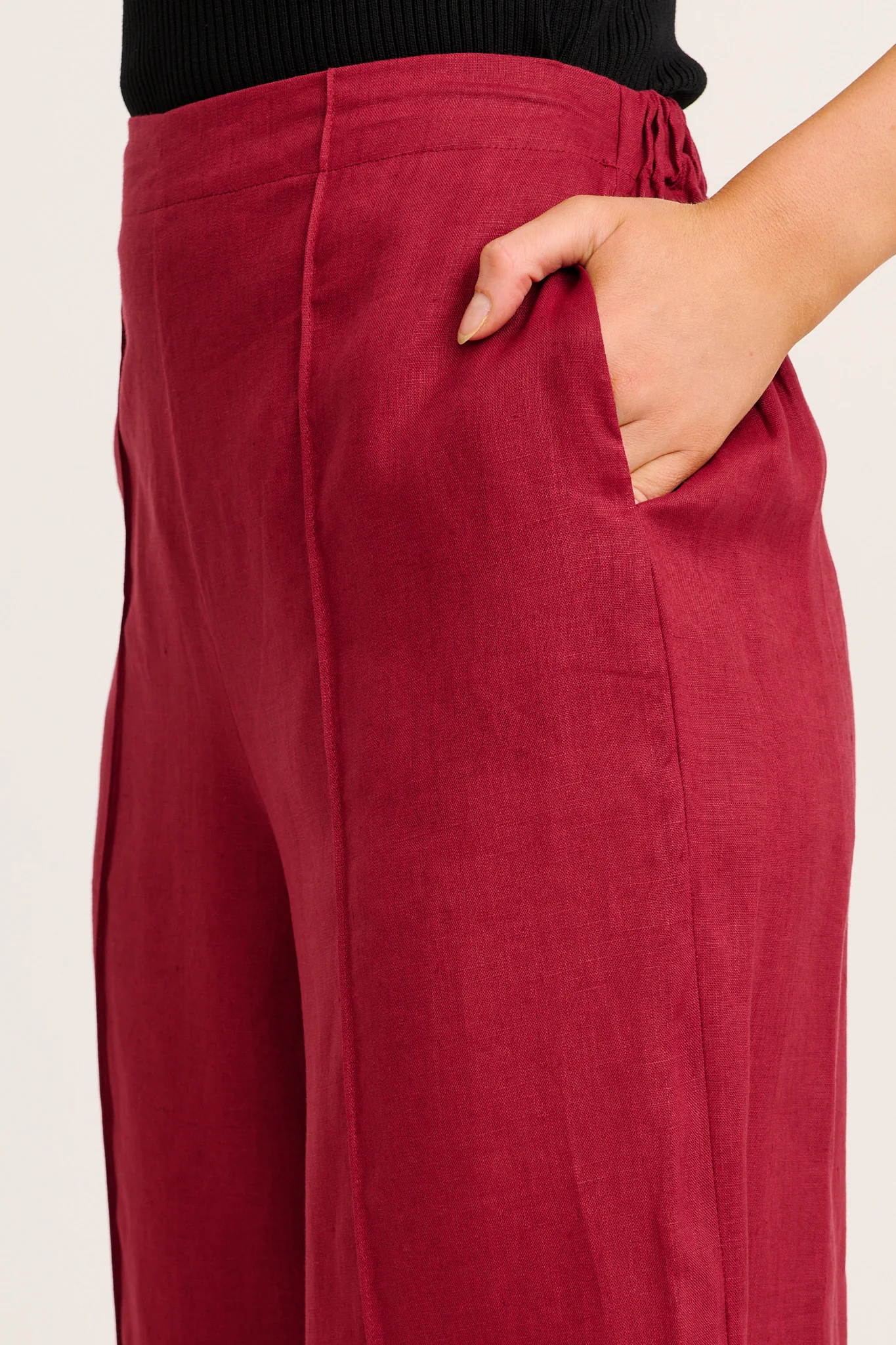 Halara Pant in Wine Linen - Image 6