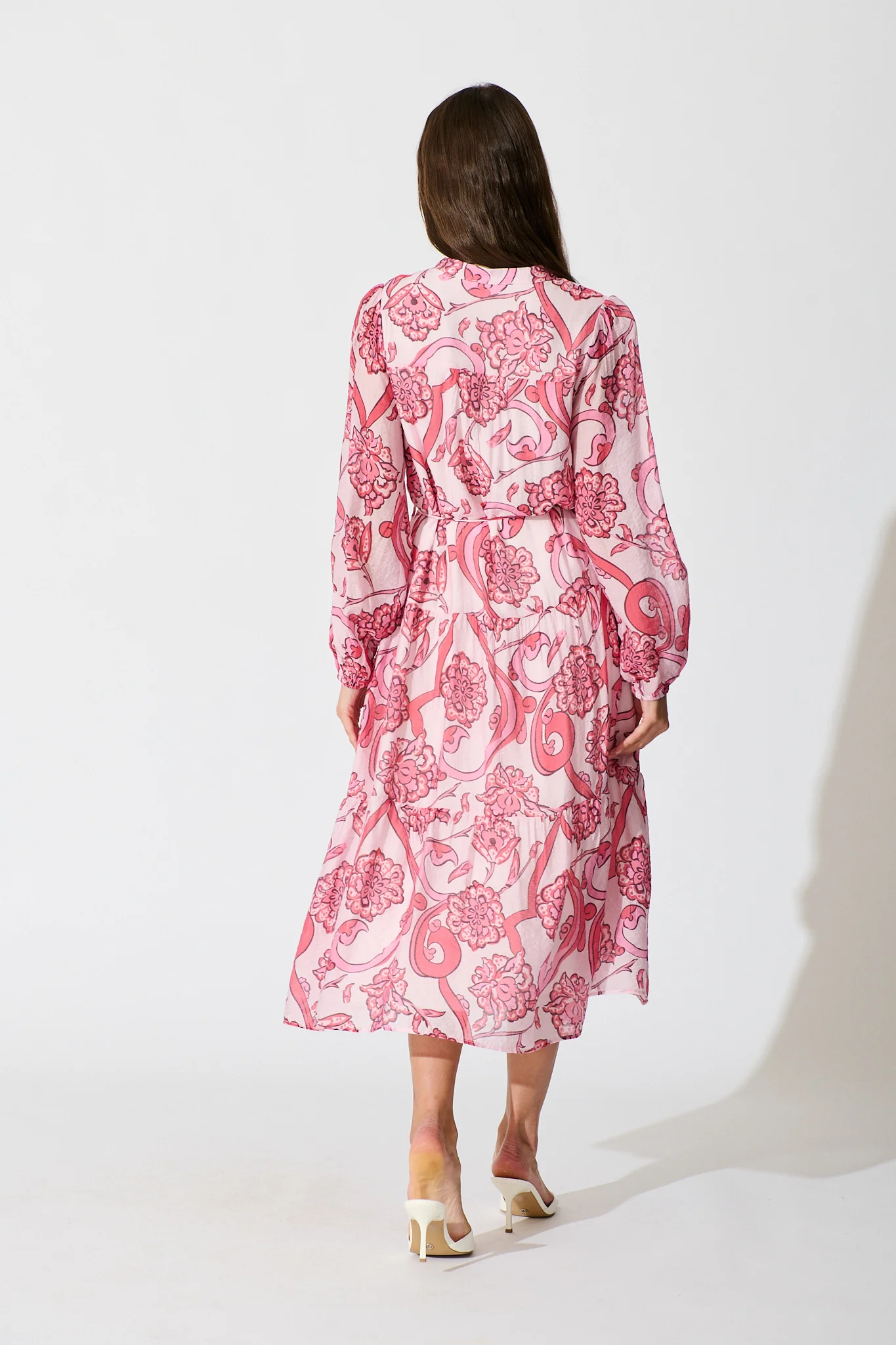 Halona Midi Dress in Pink with Paisley Print - Image 4