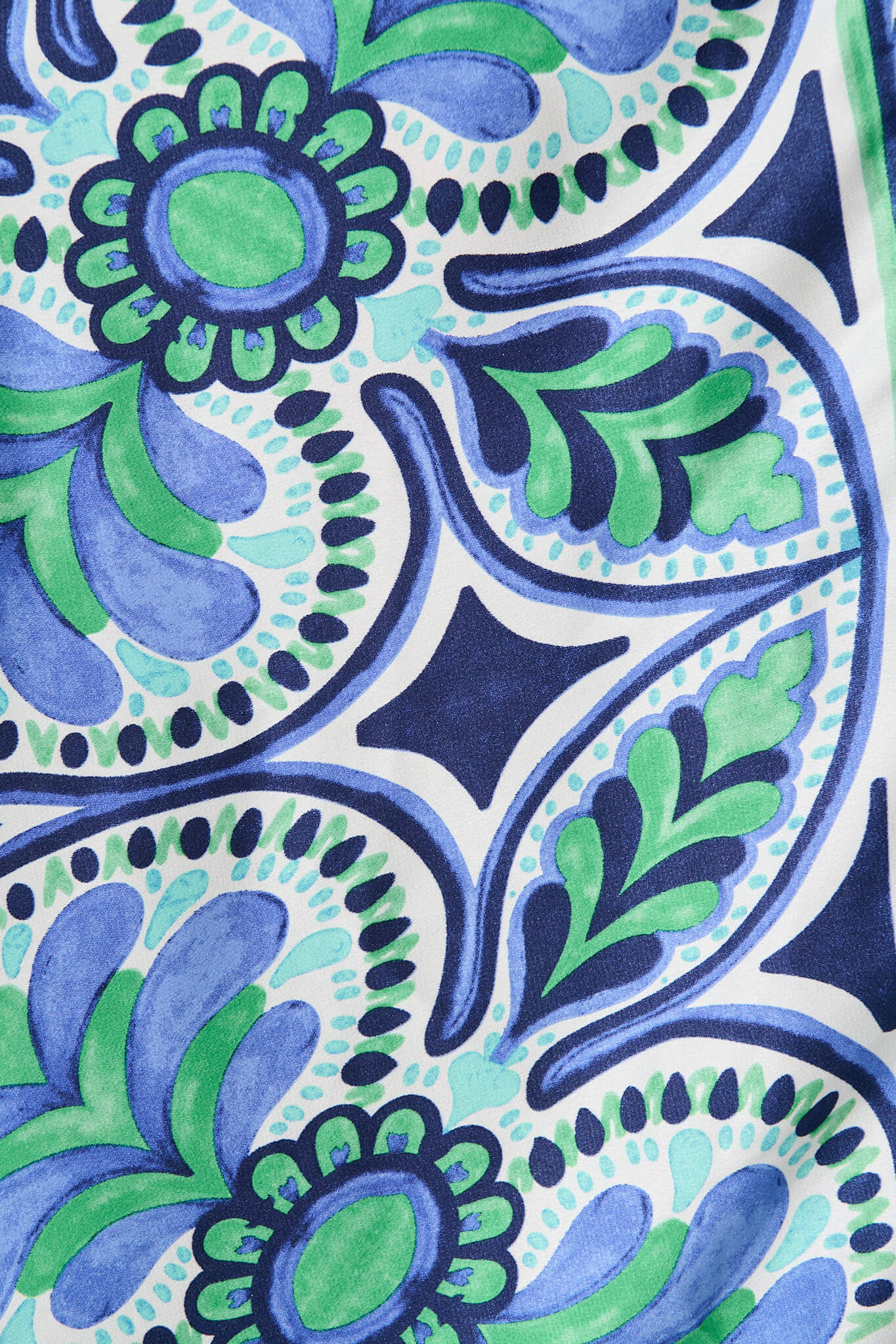 Halswell Maxi Shirt Dress In Blue And Green Tile Print - Image 9