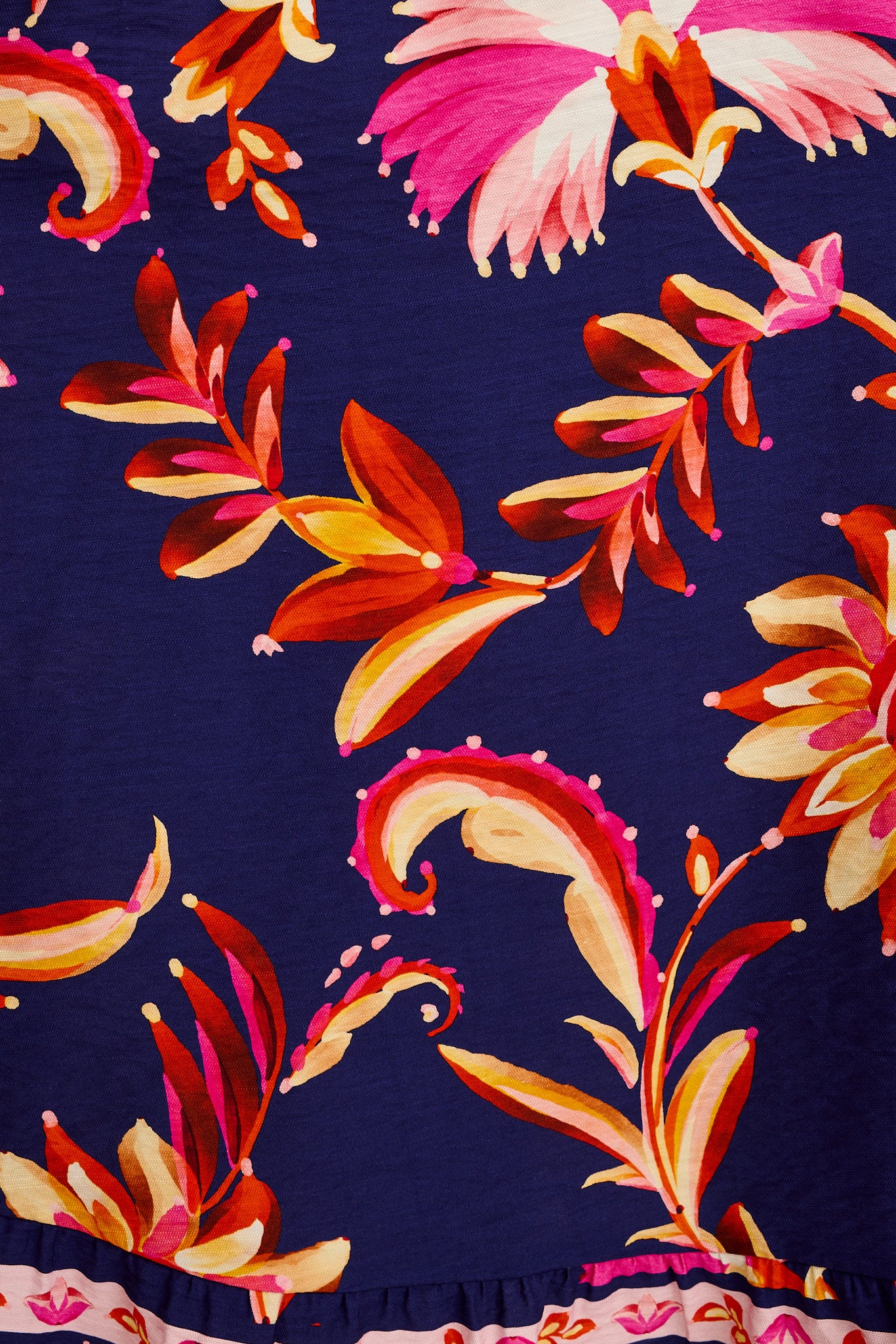 Hari Midi Shirt Dress in Navy with Pink Floral Linen Blend - Image 6
