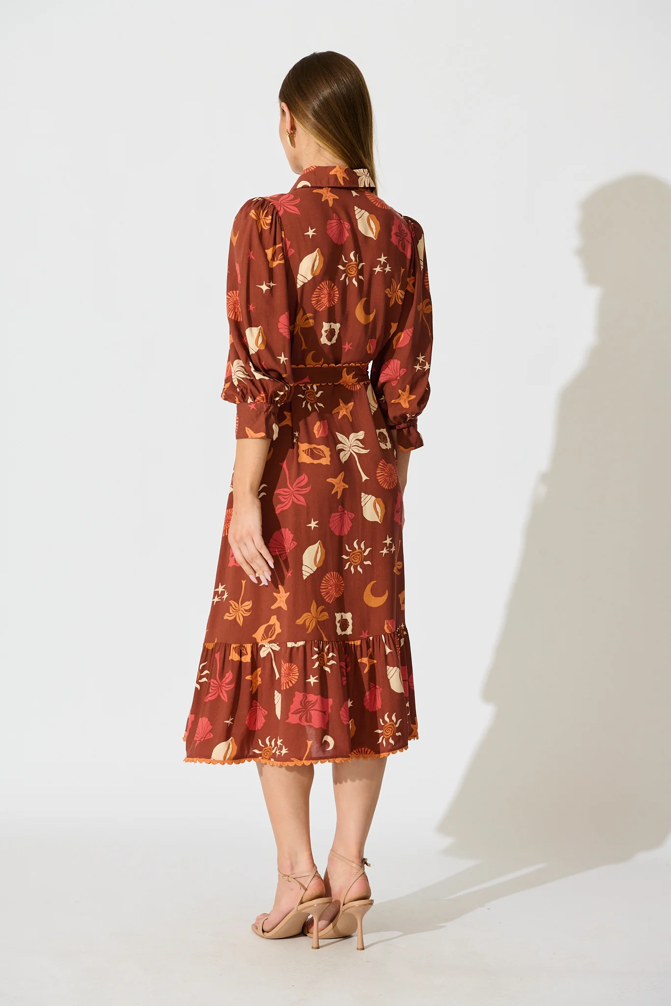 Harles Midi Shirt Dress in Multi Brown Summer Print - Image 4