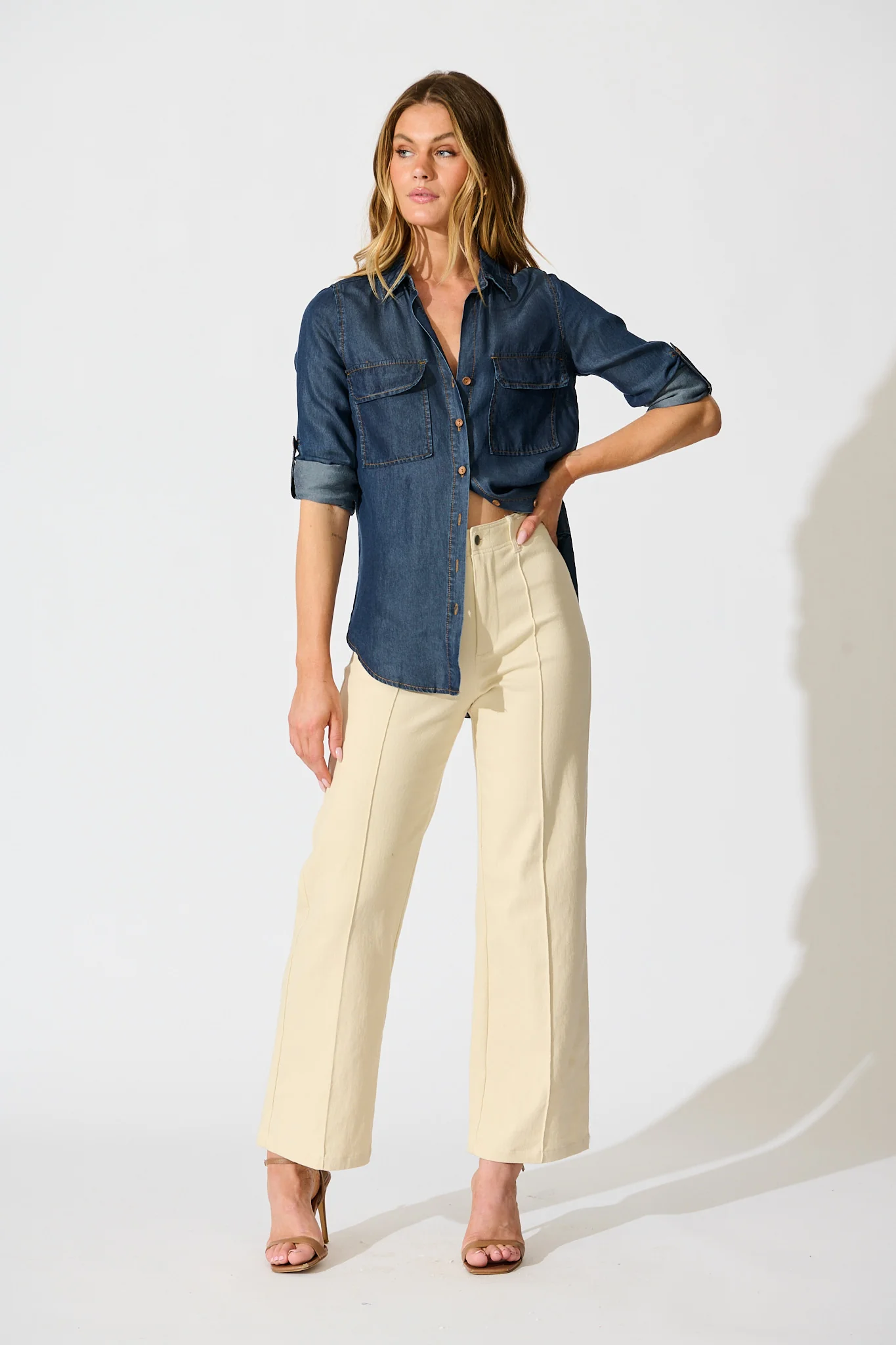 Harlow Shirt in Dark Blue Chambray - Image 4
