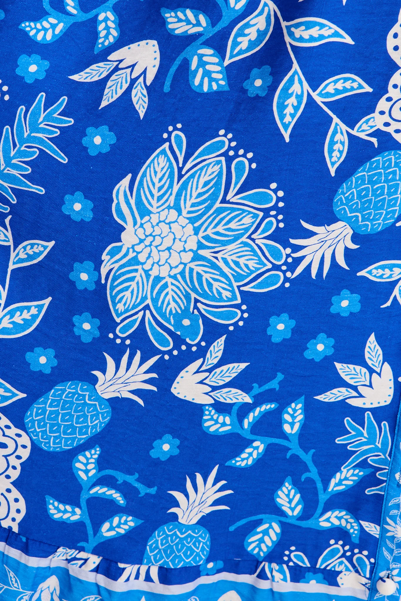 Harlyn Maxi Shirt Dress in Blue with White Floral Linen Blend - Image 6