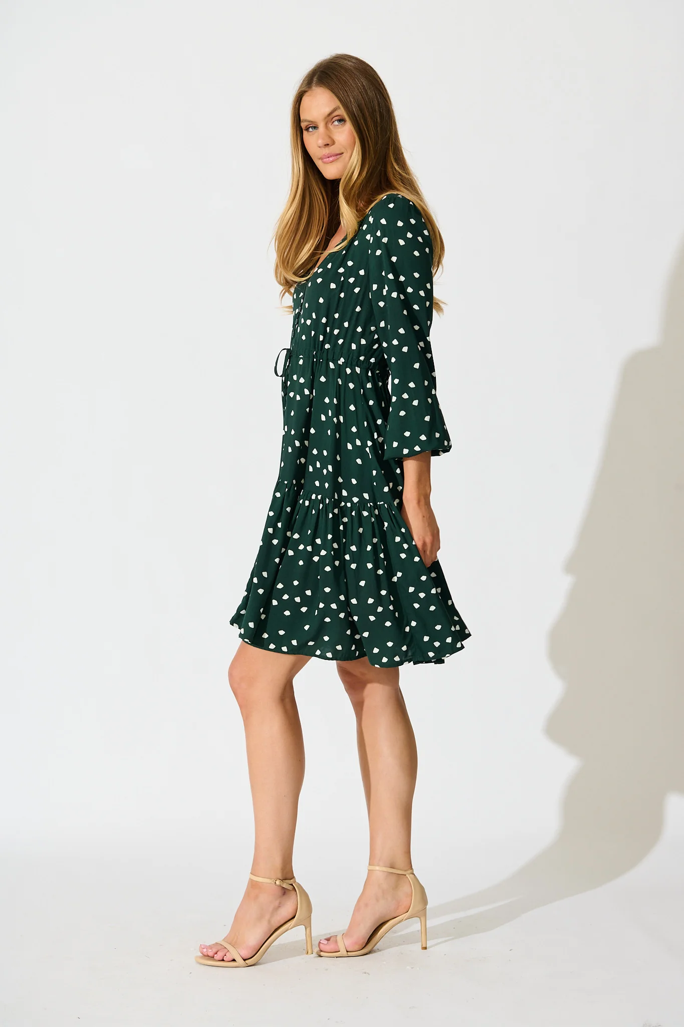 Have My Heart Dress in Emerald with White Speckle - Image 3