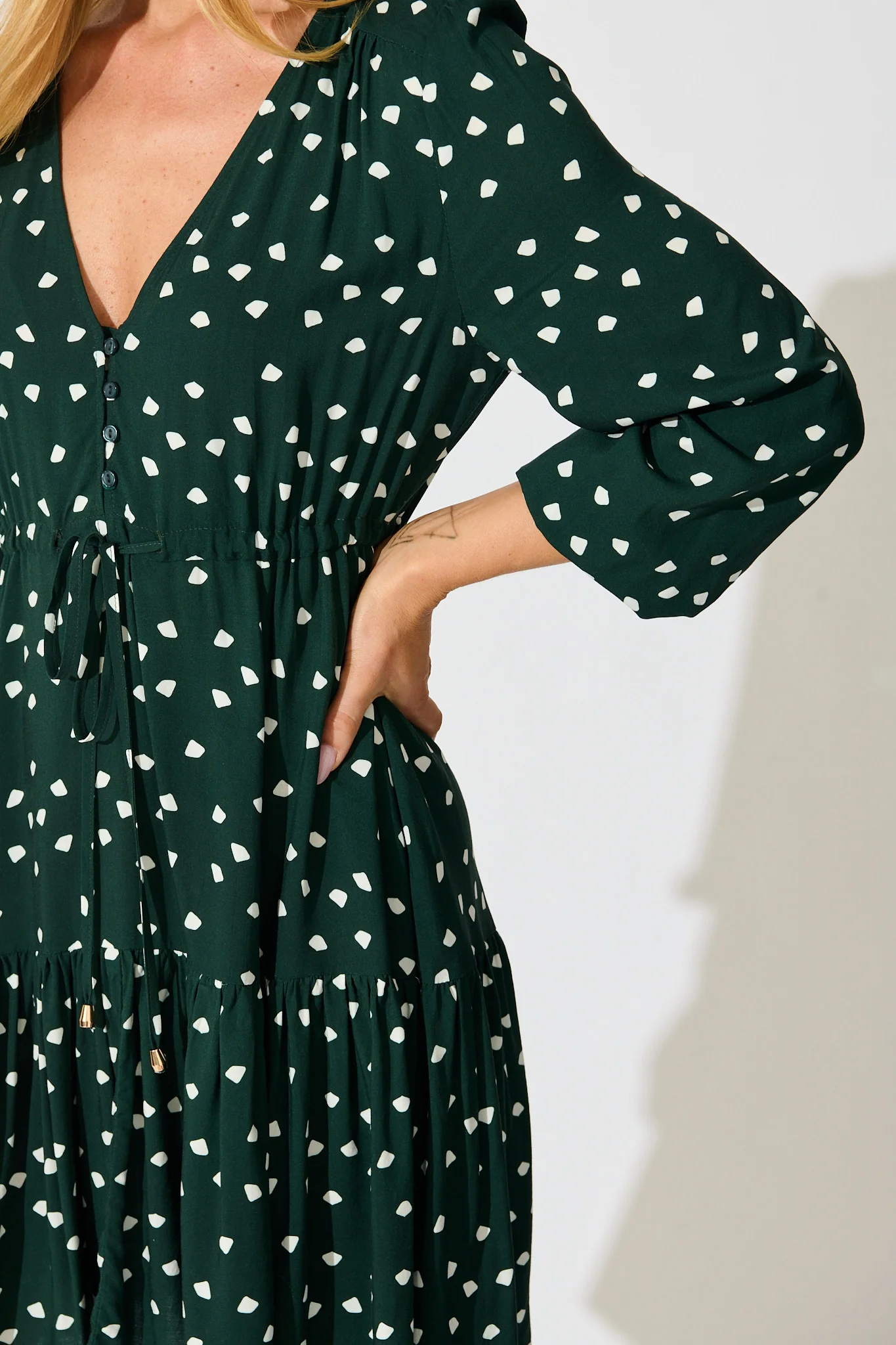 Have My Heart Dress in Emerald with White Speckle - Image 5