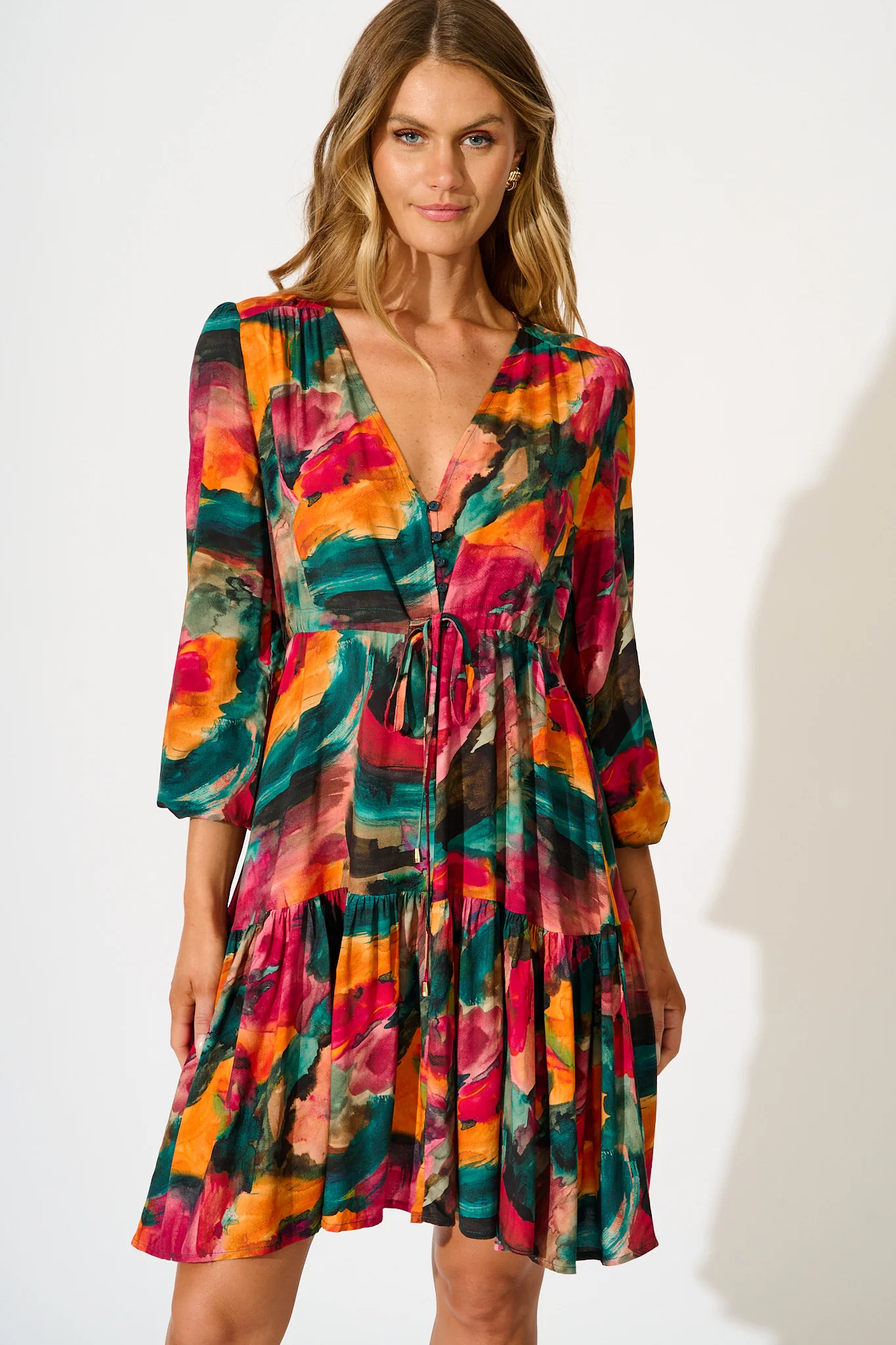 Have My Heart Dress in Multi Watercolour Print - Image 2