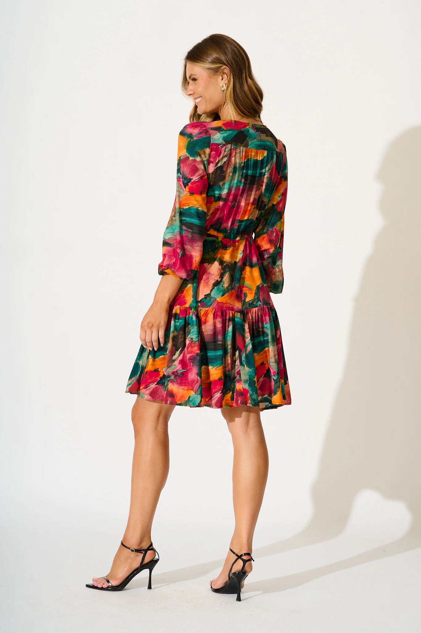 Have My Heart Dress in Multi Watercolour Print - Image 4