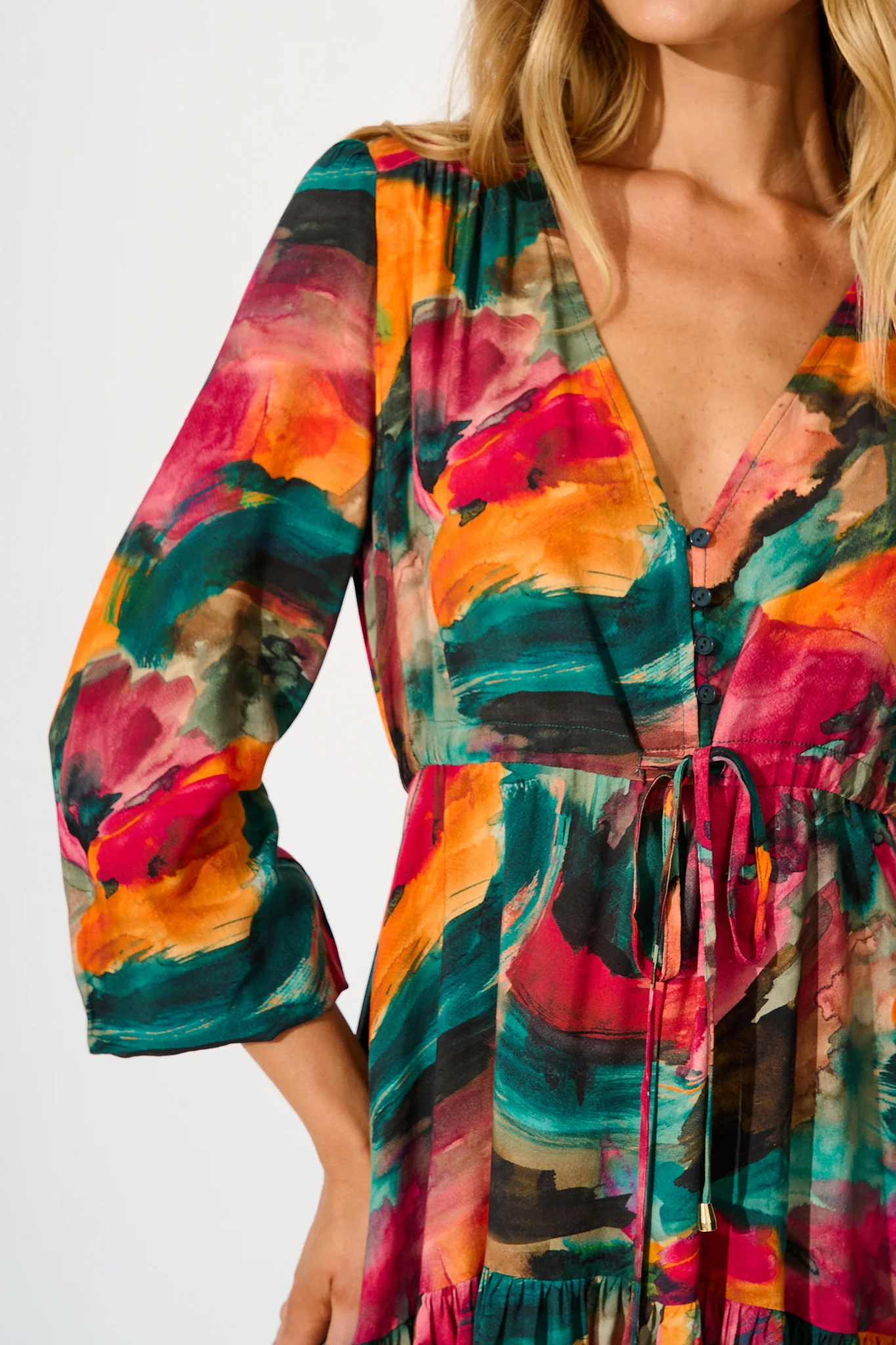 Have My Heart Dress in Multi Watercolour Print - Image 5