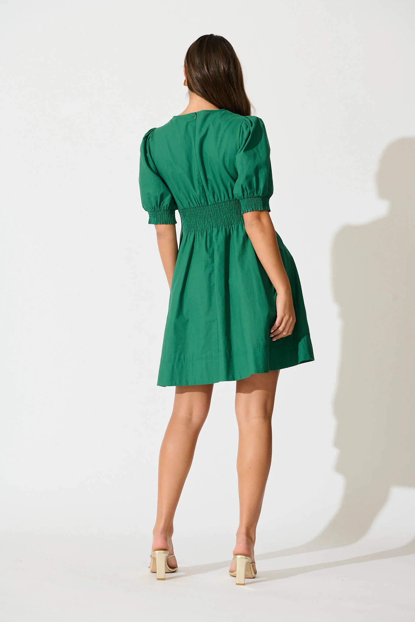 Hazel Dress in Emerald Green Cotton - Image 4