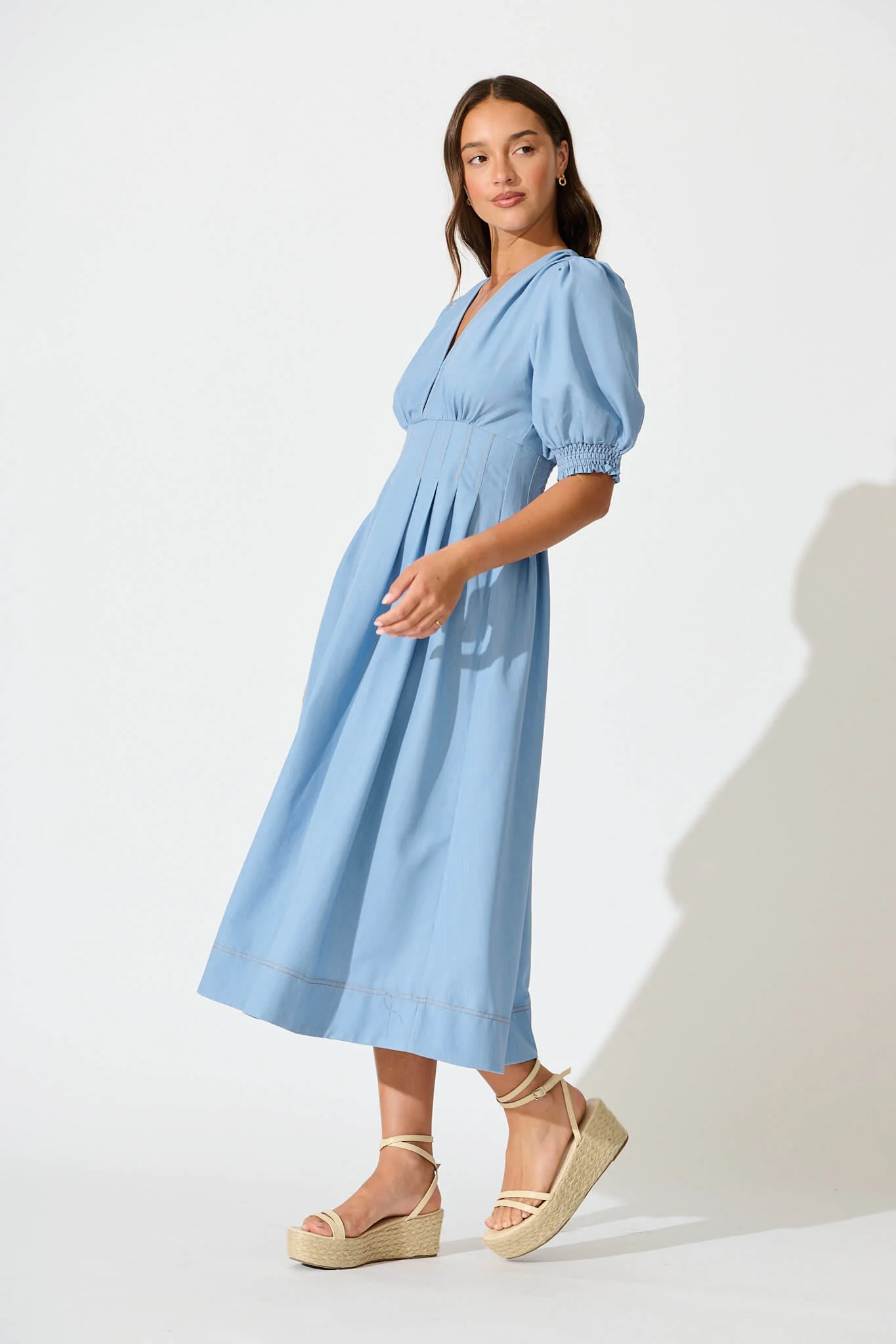 Hazelina Midi Dress in Blue - Image 7