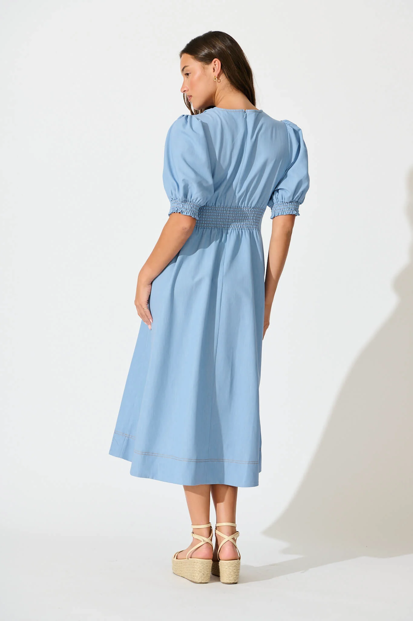Hazelina Midi Dress in Blue - Image 8