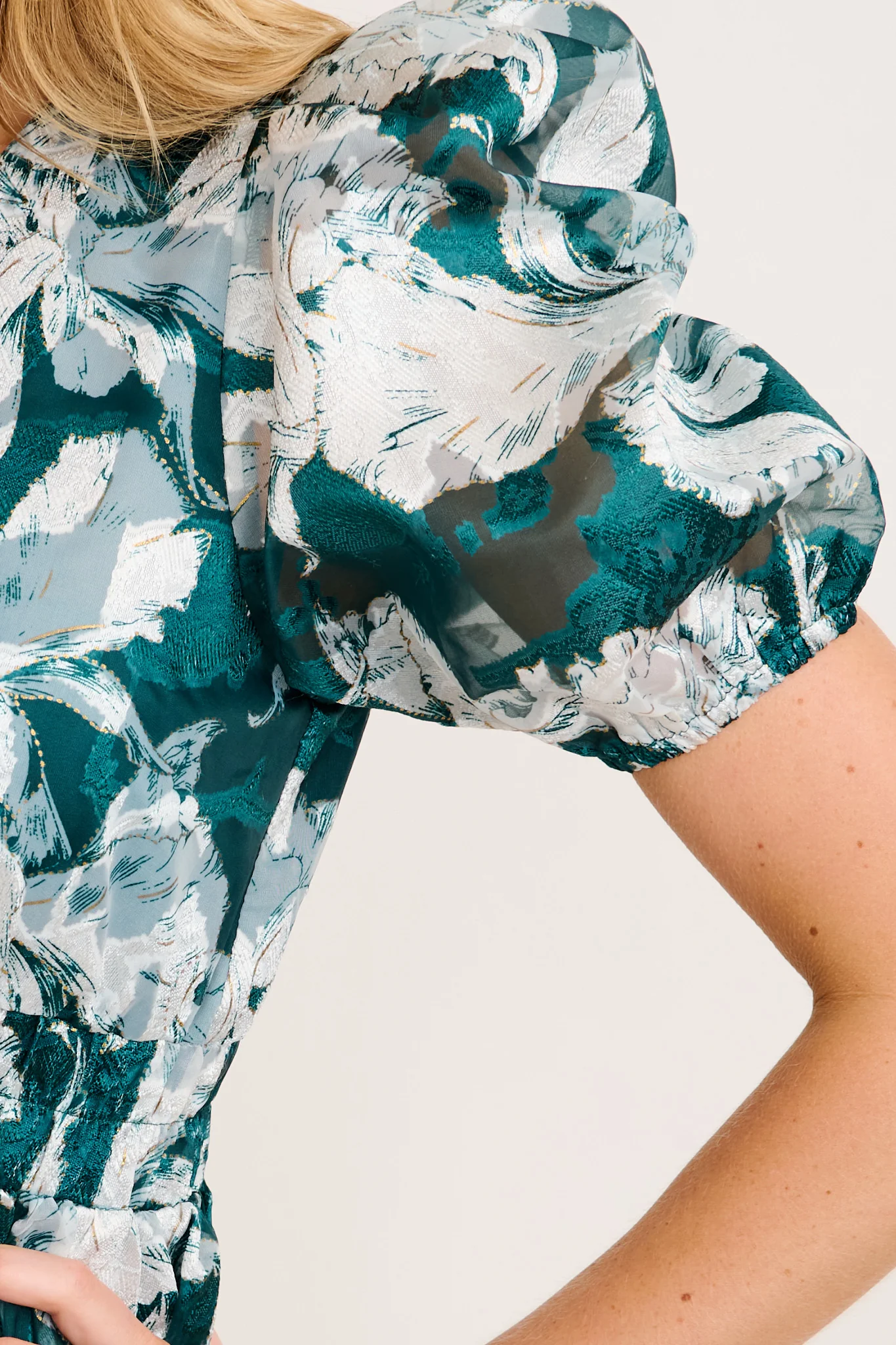 Heartstruck Dress in Emerald Floral Organza - Image 8