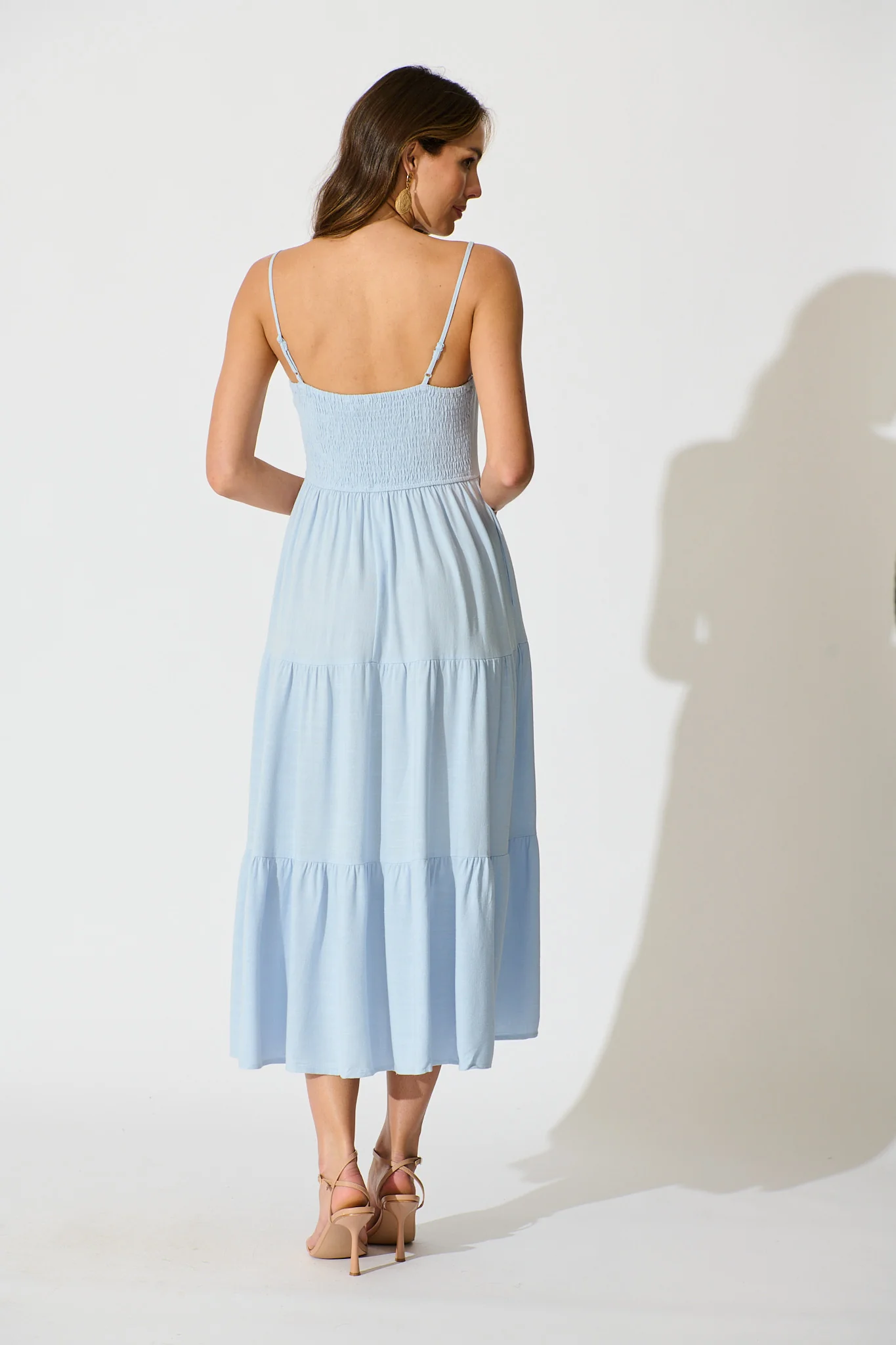 Heavenly Midi Sundress In Blue Linen Blend - Image 4