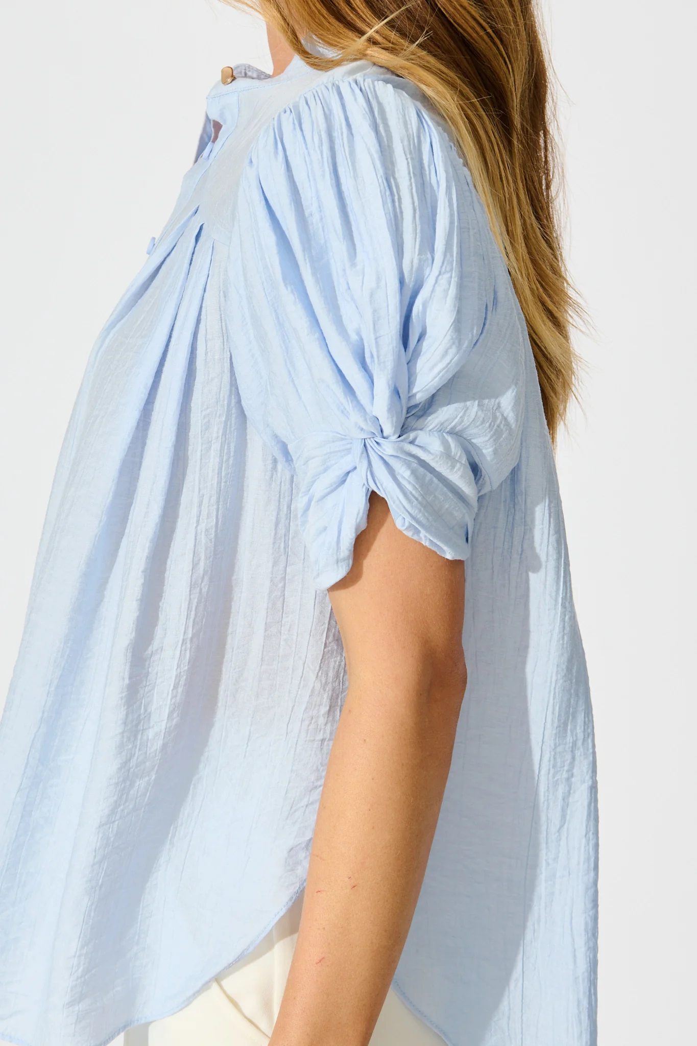 Helsi Top In Blue Cotton Blend - Image 6