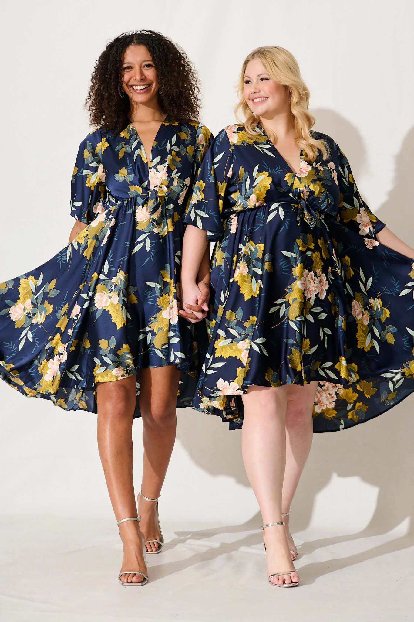 Helsinki Dress In Navy Floral Satin - Image 2