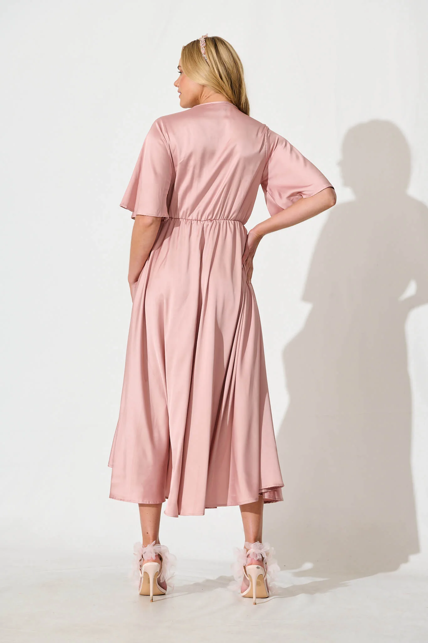 Helsinki Maxi Dress In Dusty Rose Satin - Image 7