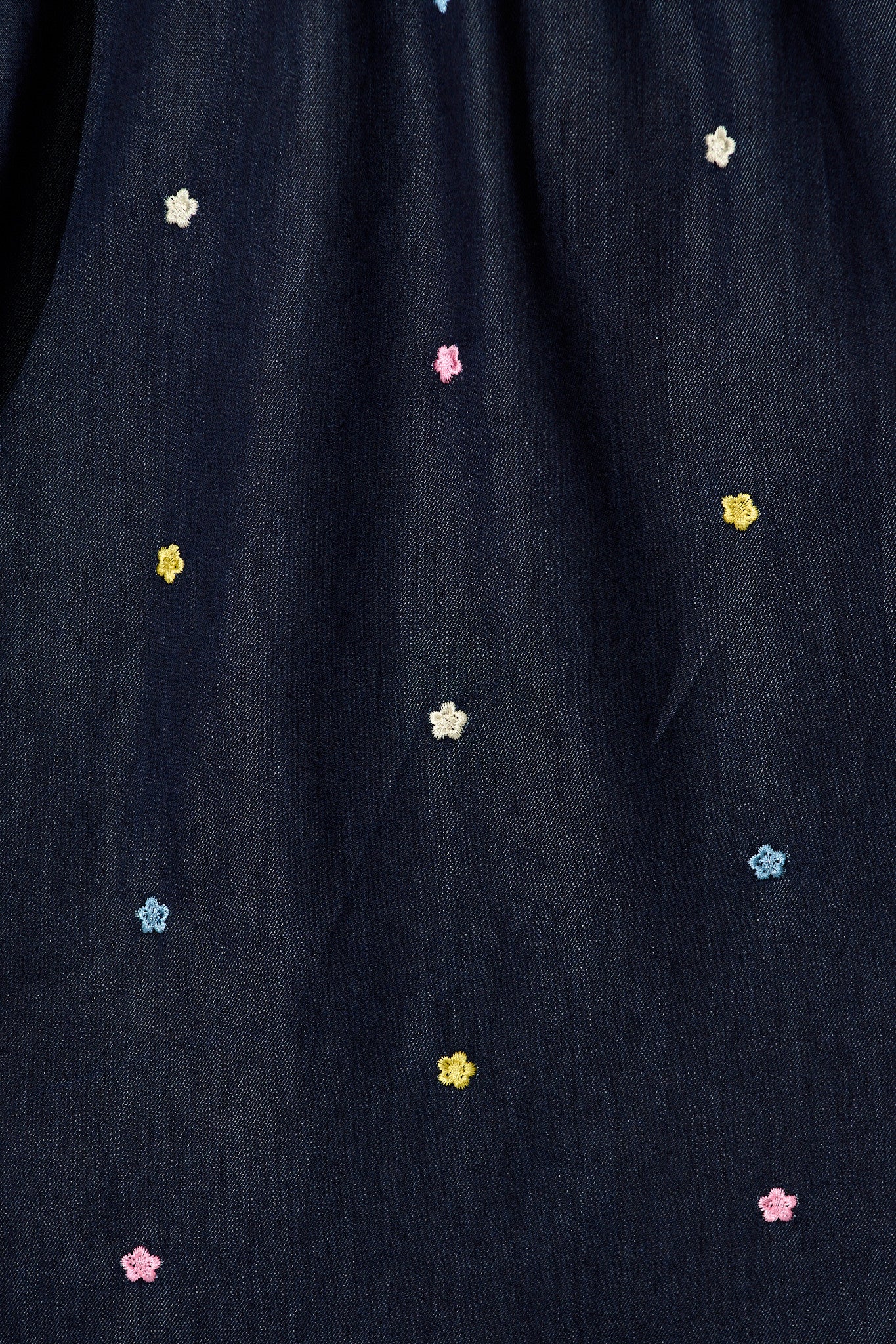 Hettie Tie Front Midi Dress in Dark Navy Multi Floral Embroidery Cotton Blend - Image 6