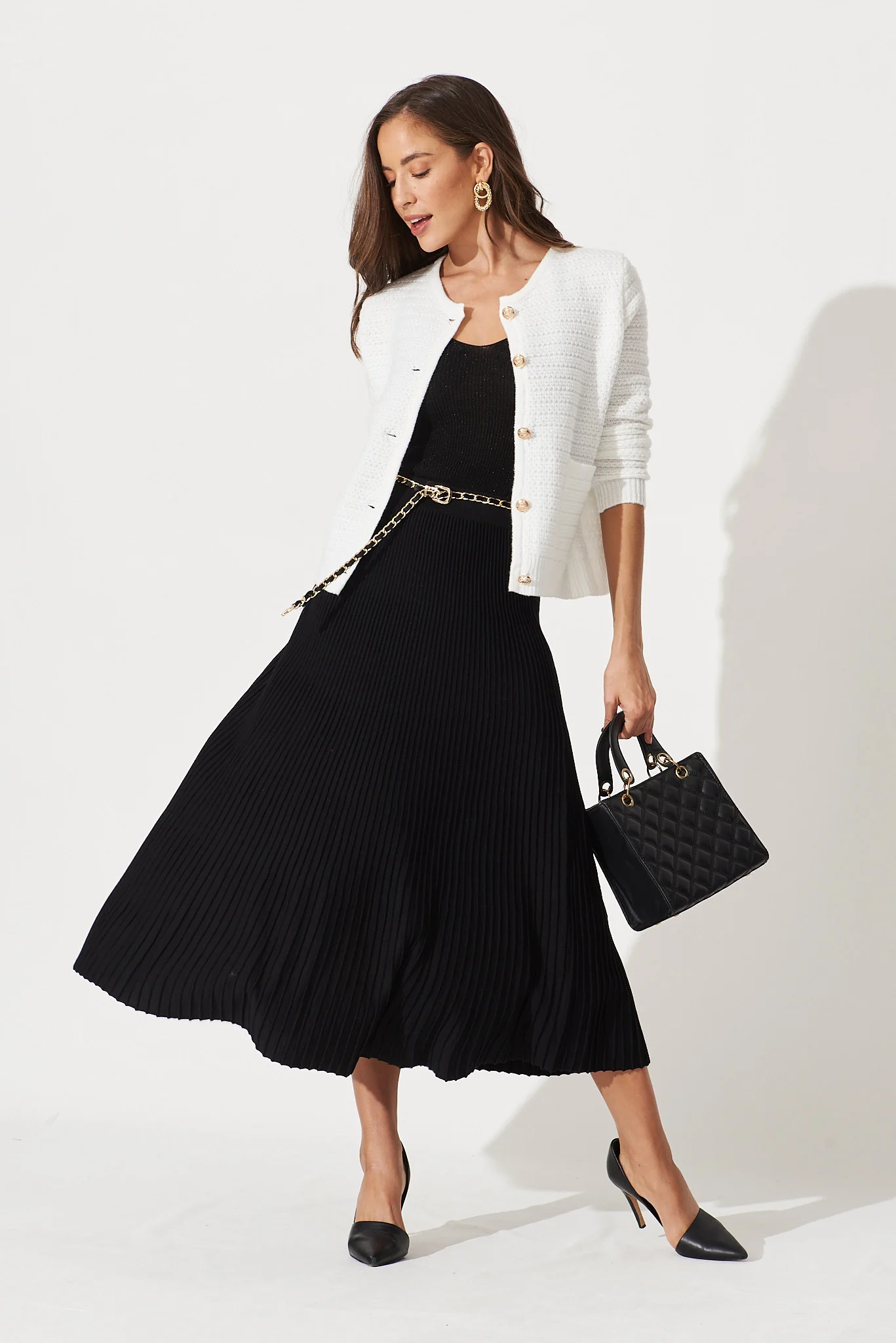 Honeycup Knit Skirt In Black Cotton Blend - Image 5