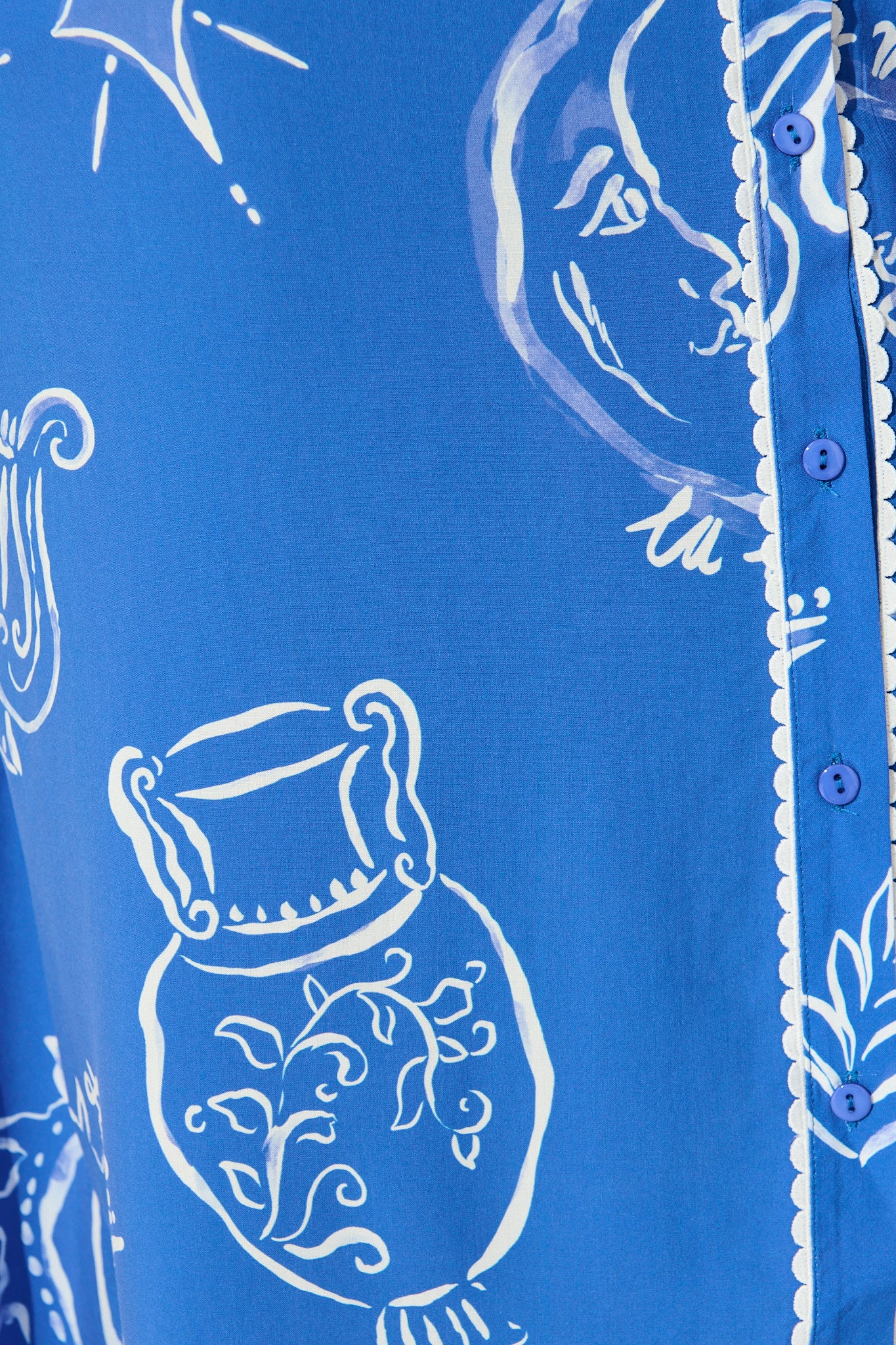 Hope Midi Shirt Dress in Blue with White Print - Image 6