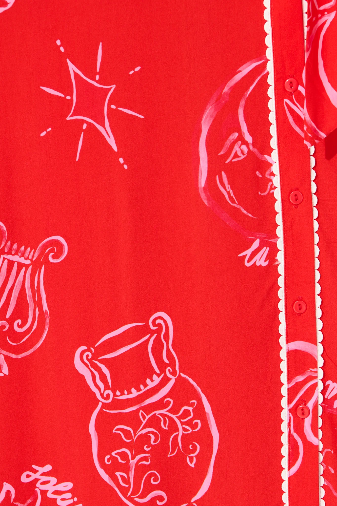 Hope Midi Shirt Dress in Red with Pink Print - Image 6
