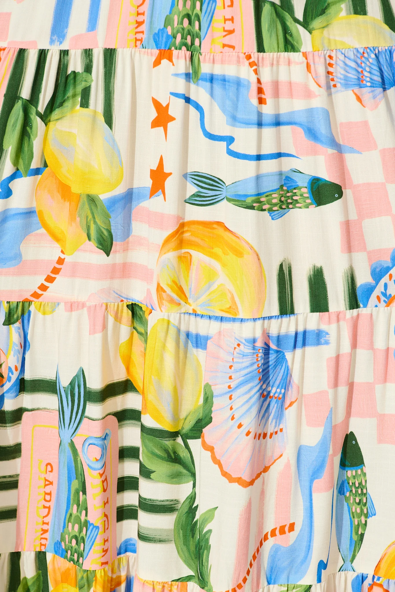 Imali Maxi Sundress in Cream with Multi Fruit Print - Image 6