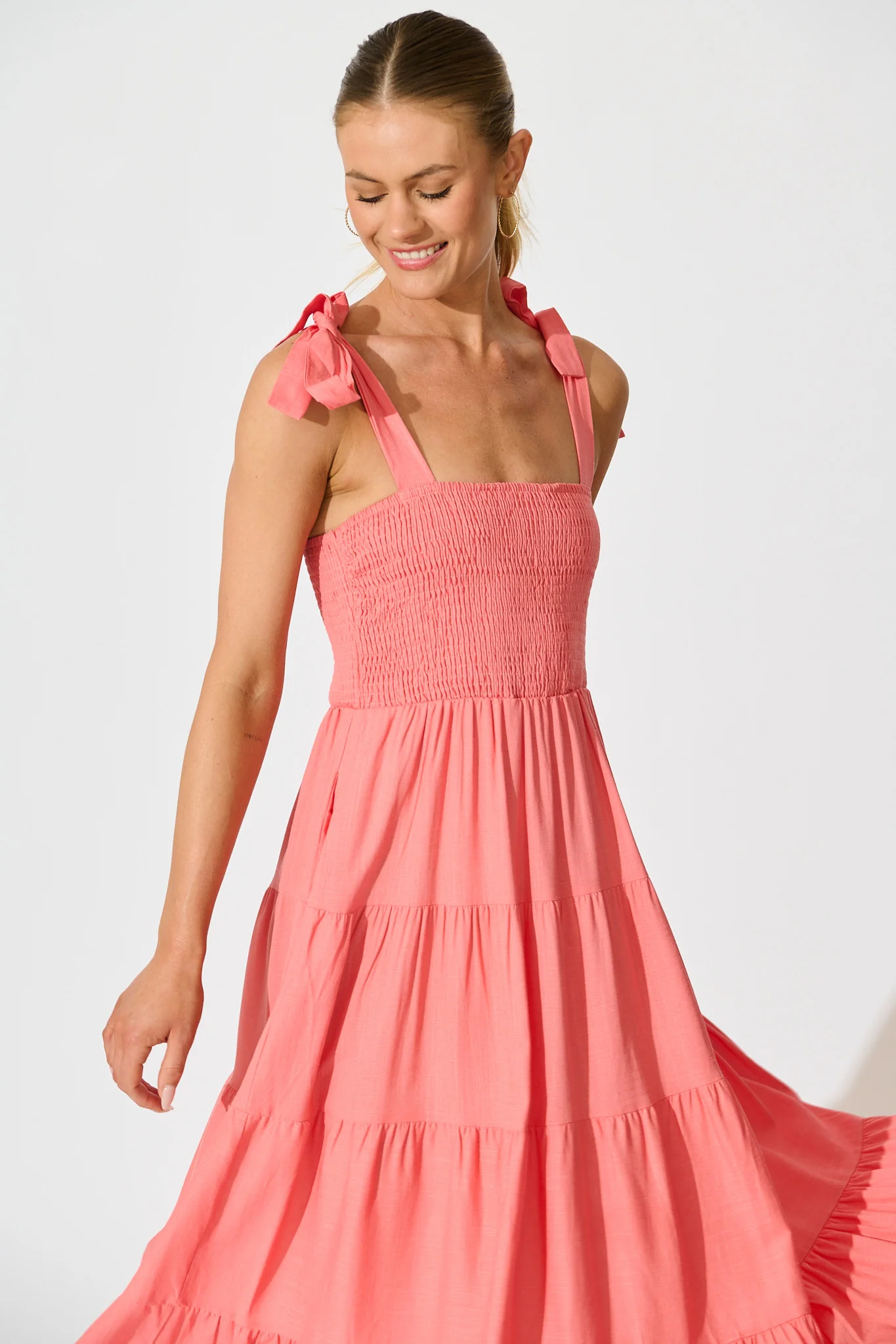 Imali Maxi Sundress in Pink Linen Blend - Image 2