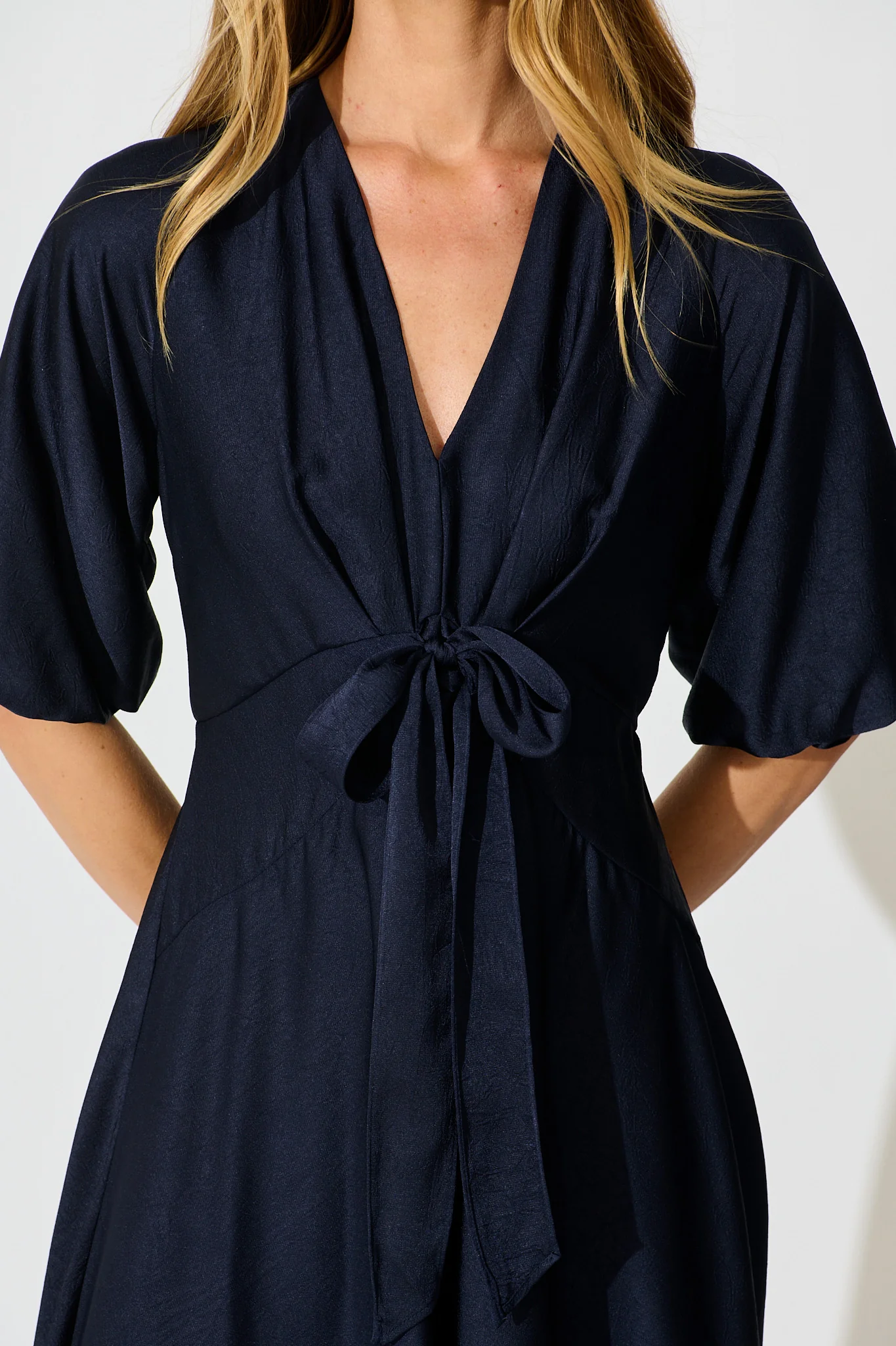 Iris Belle Maxi Dress in Navy Satin - Image 5