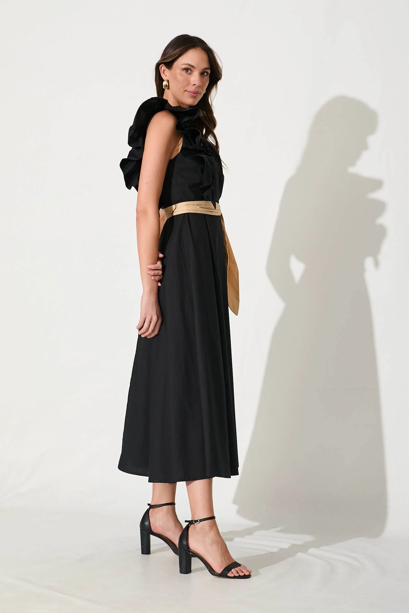 Irisa Maxi Dress in Black Cotton - Image 4