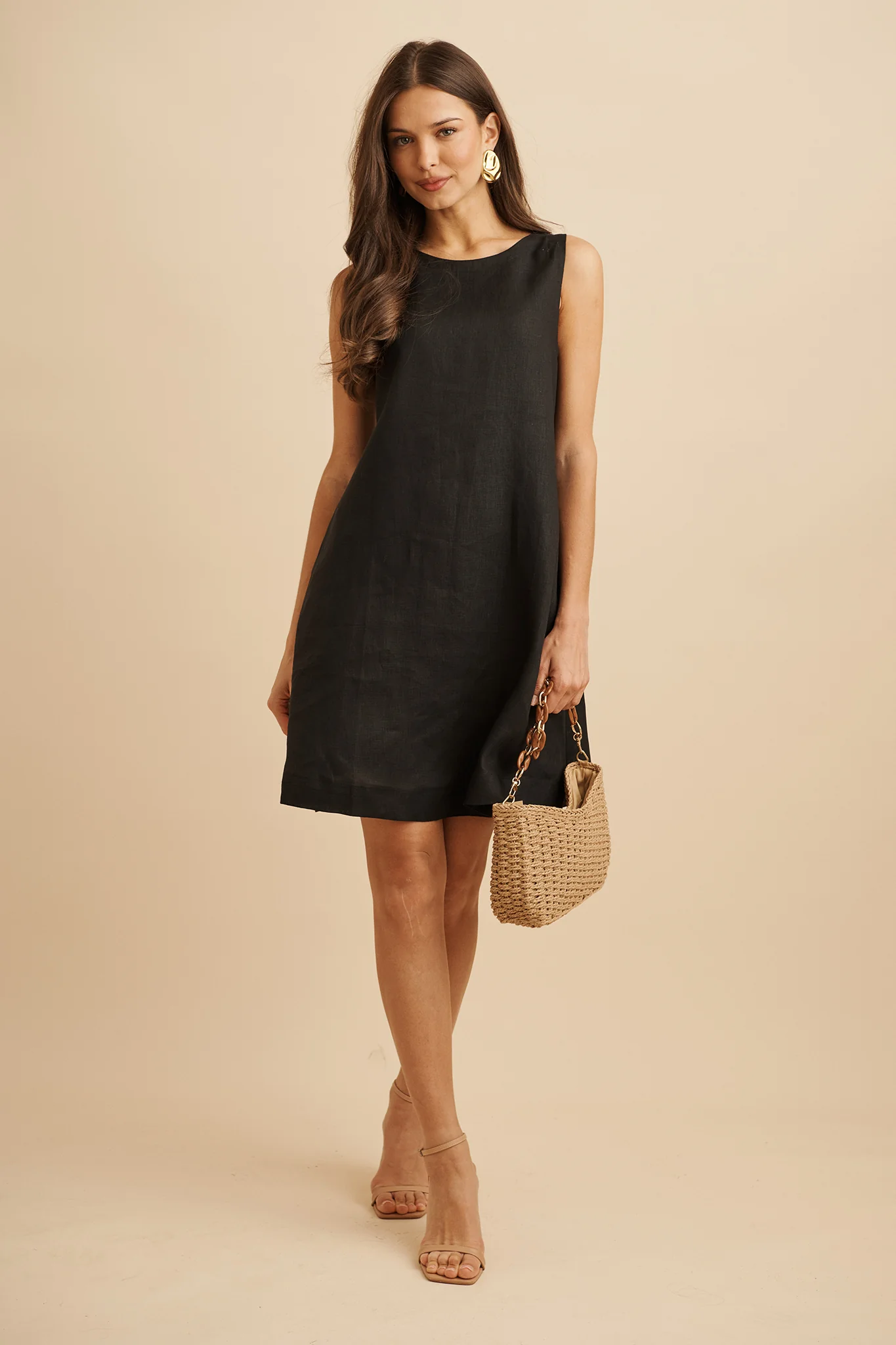 Island Dreamer Dress in Black Linen