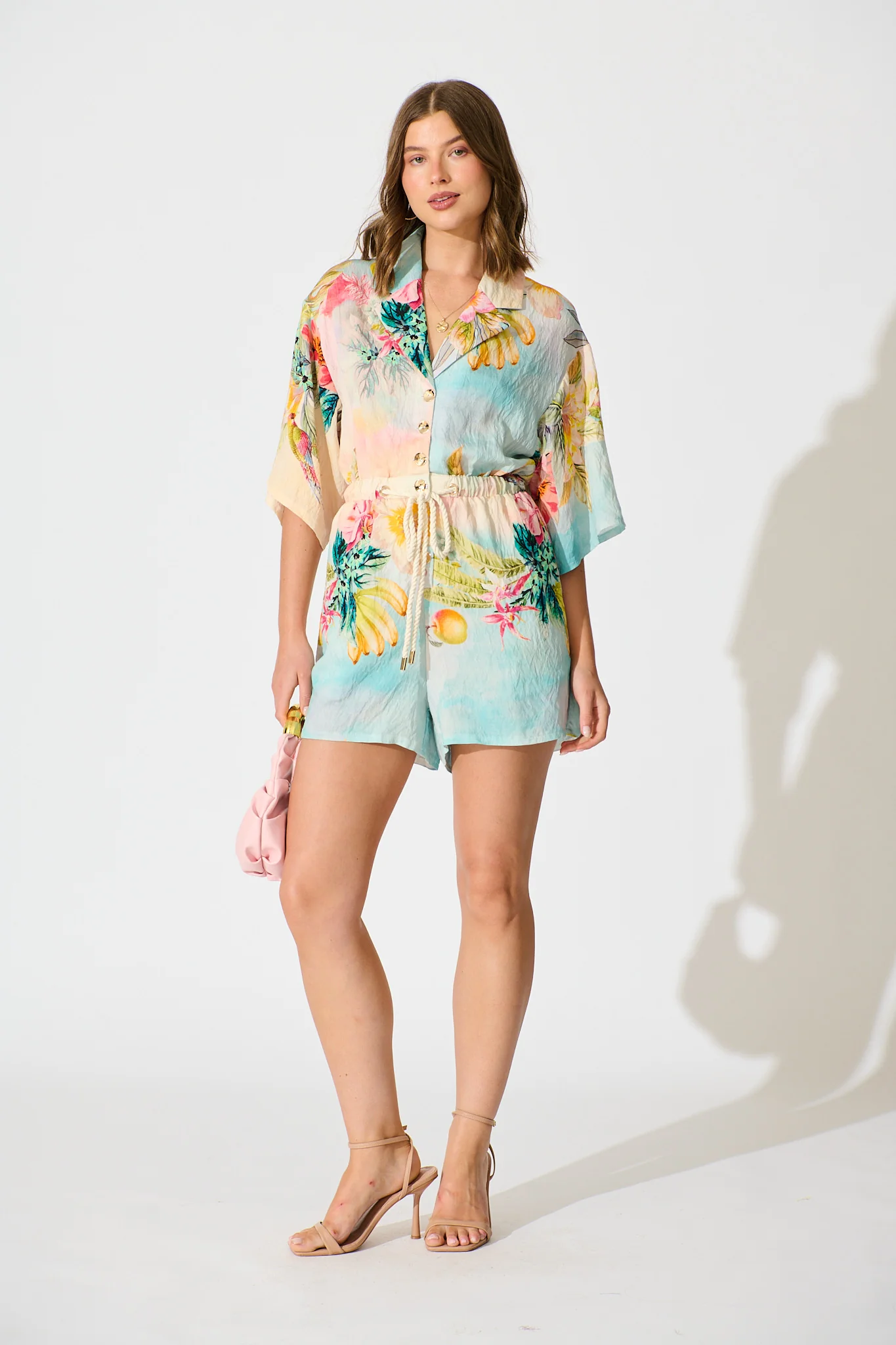 Island Dreamscape Playsuit in Multi Tropical Floral Print - Image 3