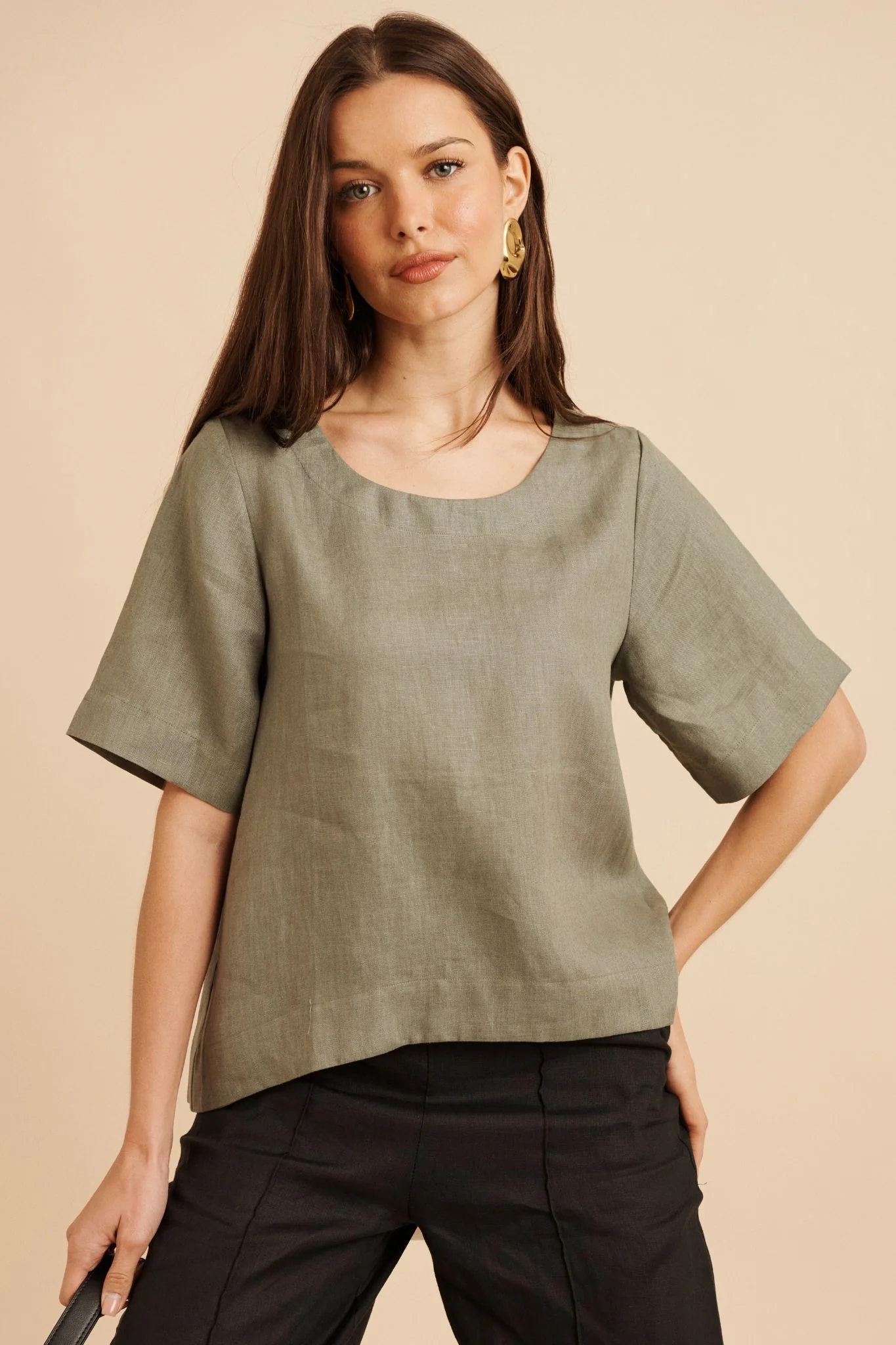 Island Soul Top in Khaki Linen
