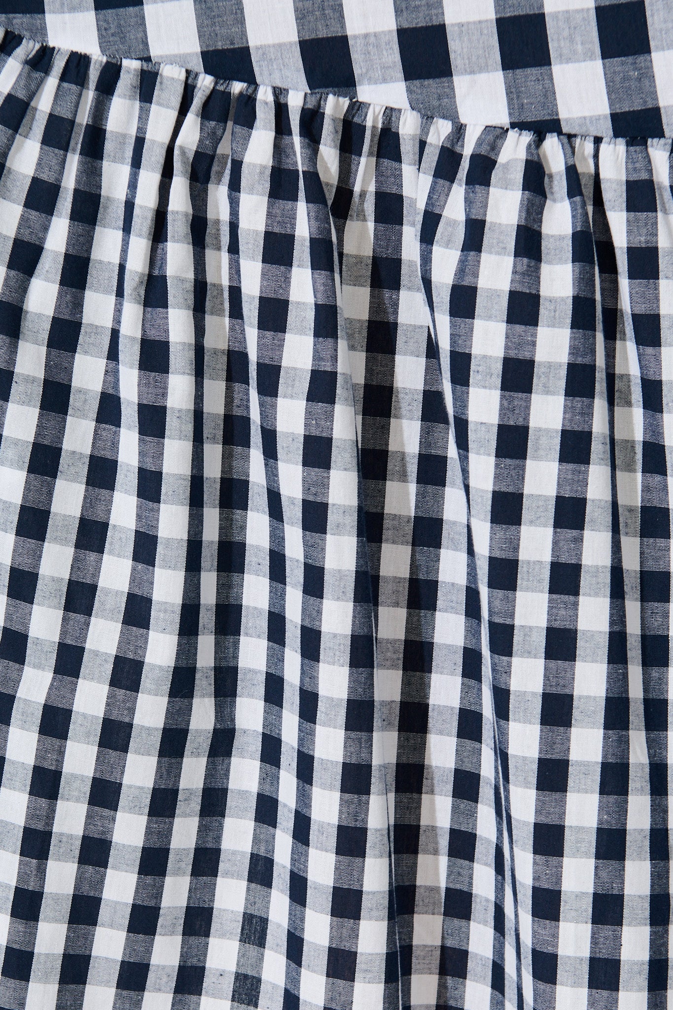 Ivara Midi Smock Dress in Navy Gingham Check Cotton - Image 6