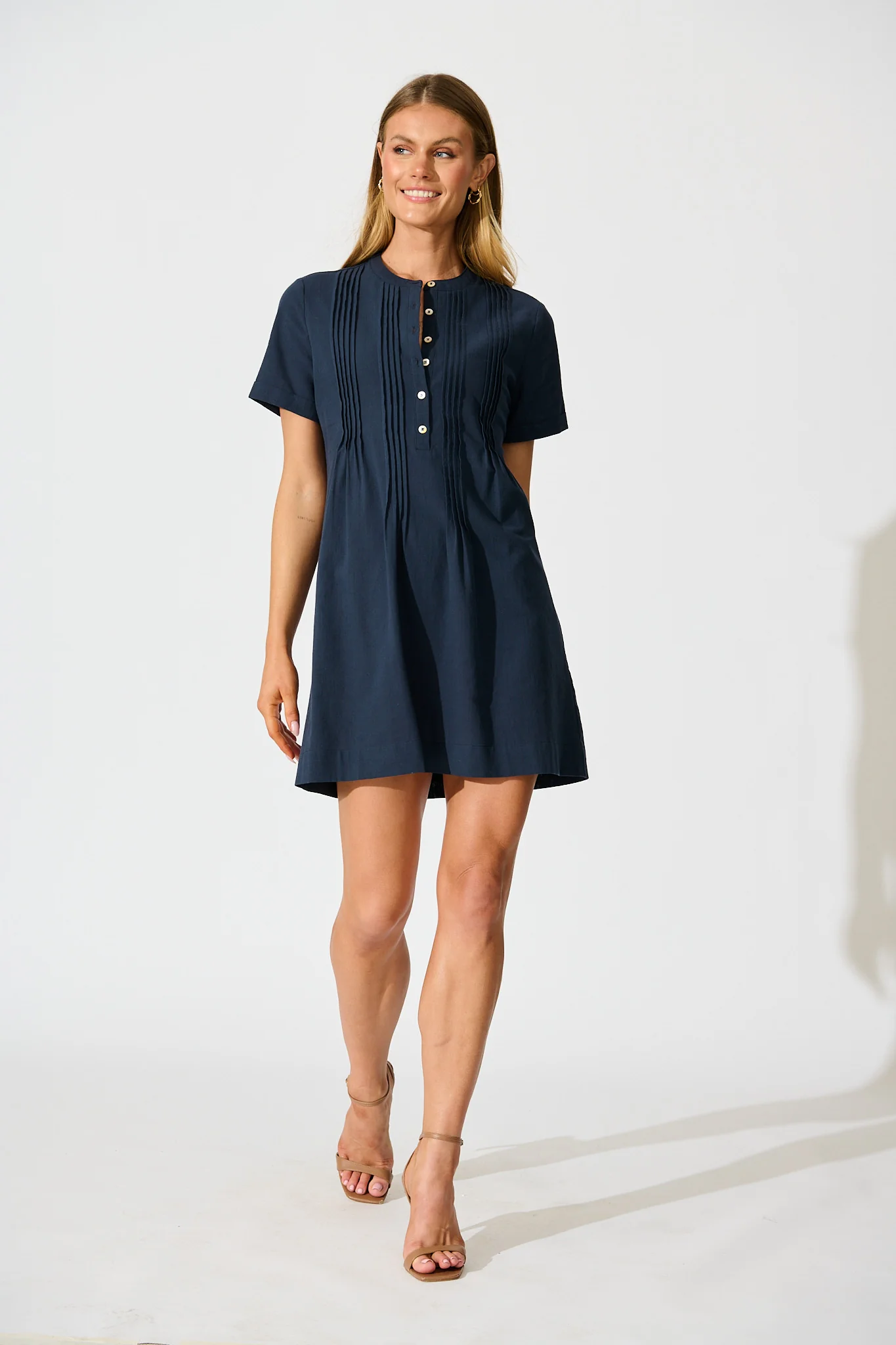 Ivory Fields Smock Dress in Navy Cotton
